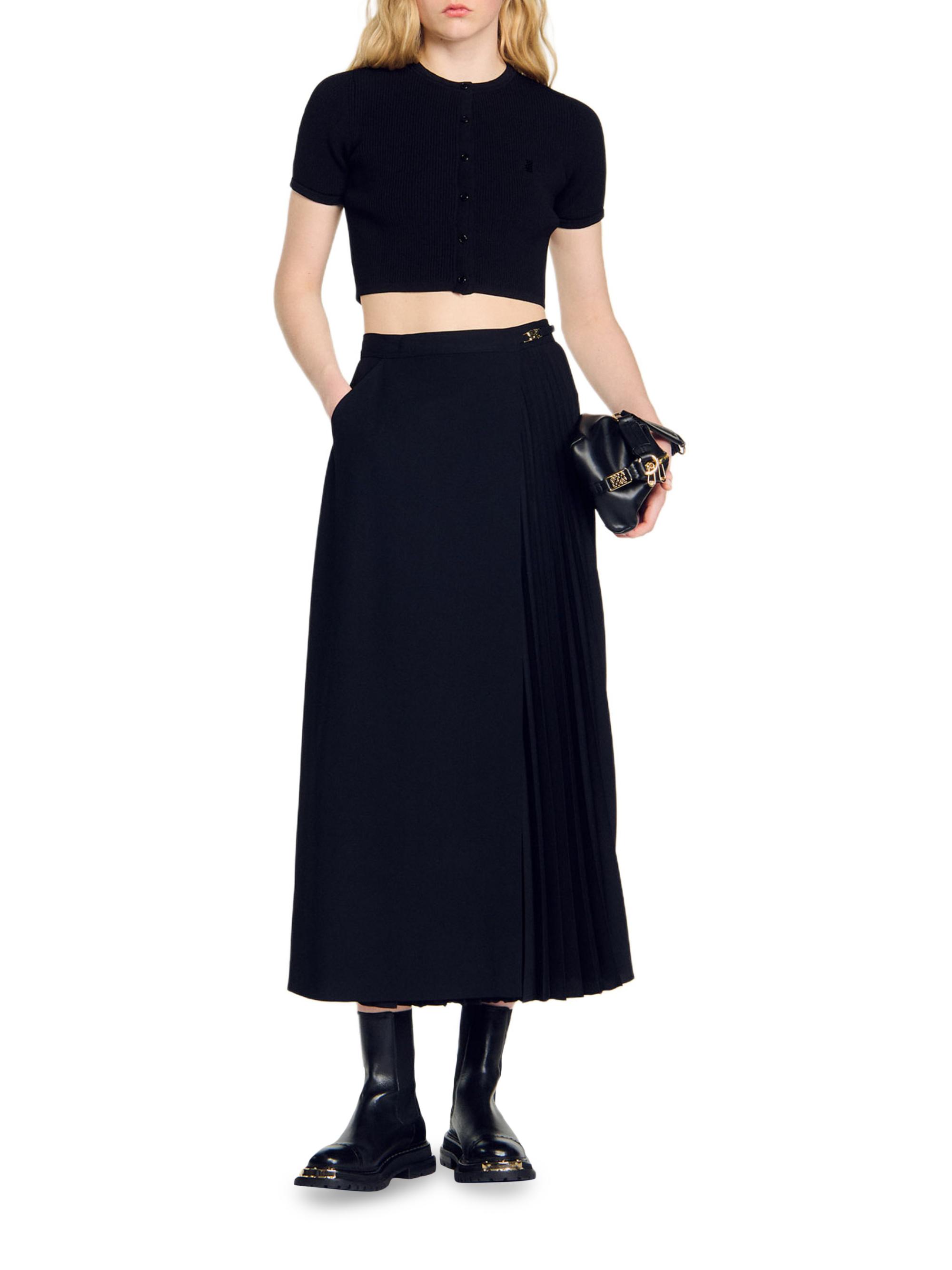 Sandro Curb Chain Buckle Pleated Skirt | Saks Fifth Avenue