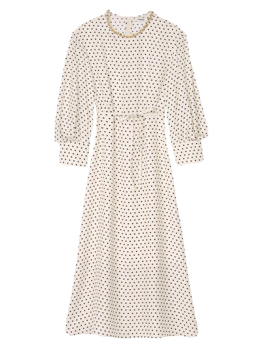 Shop Sandro Polka Dot Dress with Jeweled Collar | Saks Fifth Shop Sandro Polka Dot Dress with Jeweled Collar | Saks Fifth