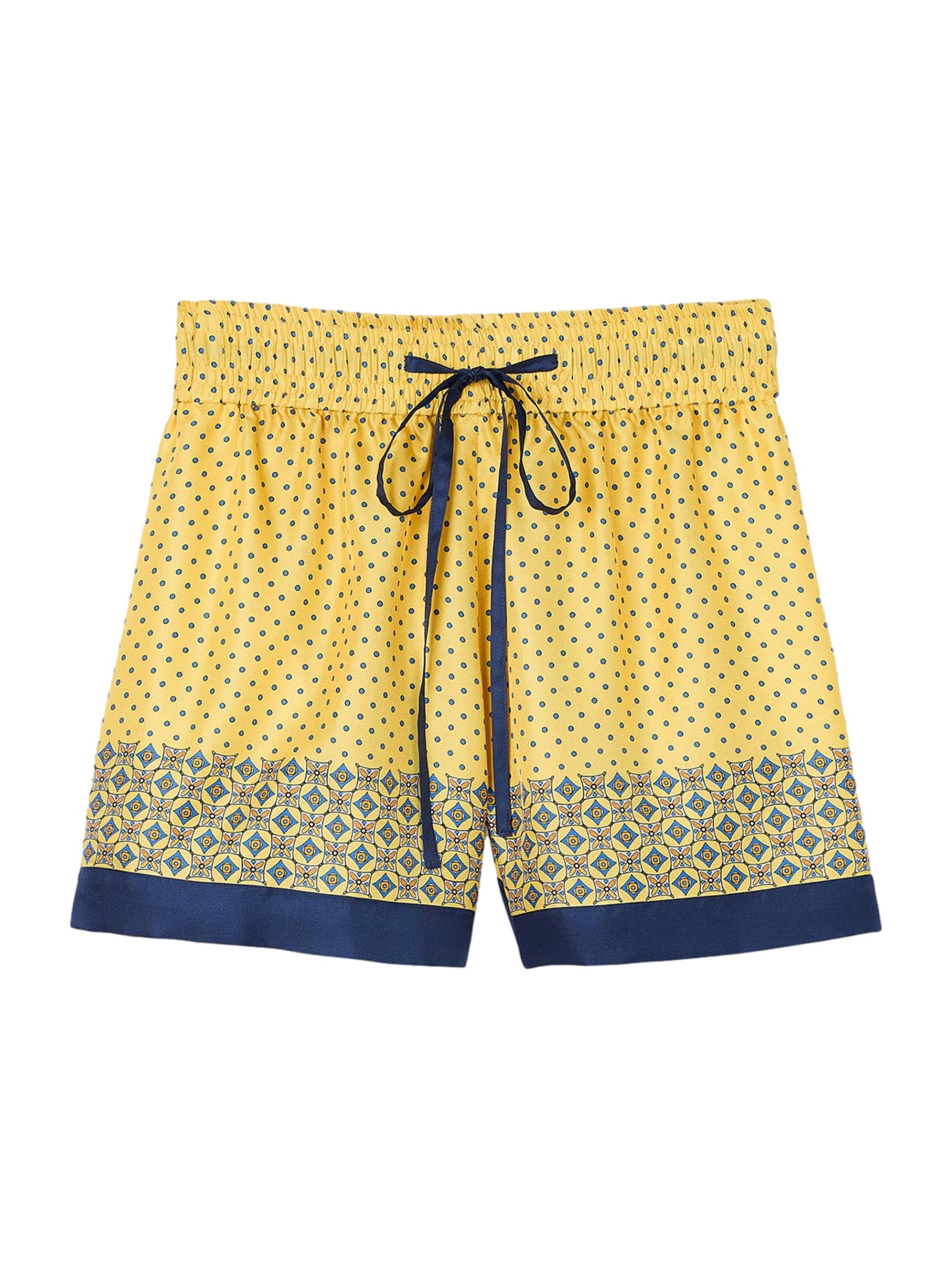 Sandro Women's Flowing Patterned Shorts - Yellow Blue
