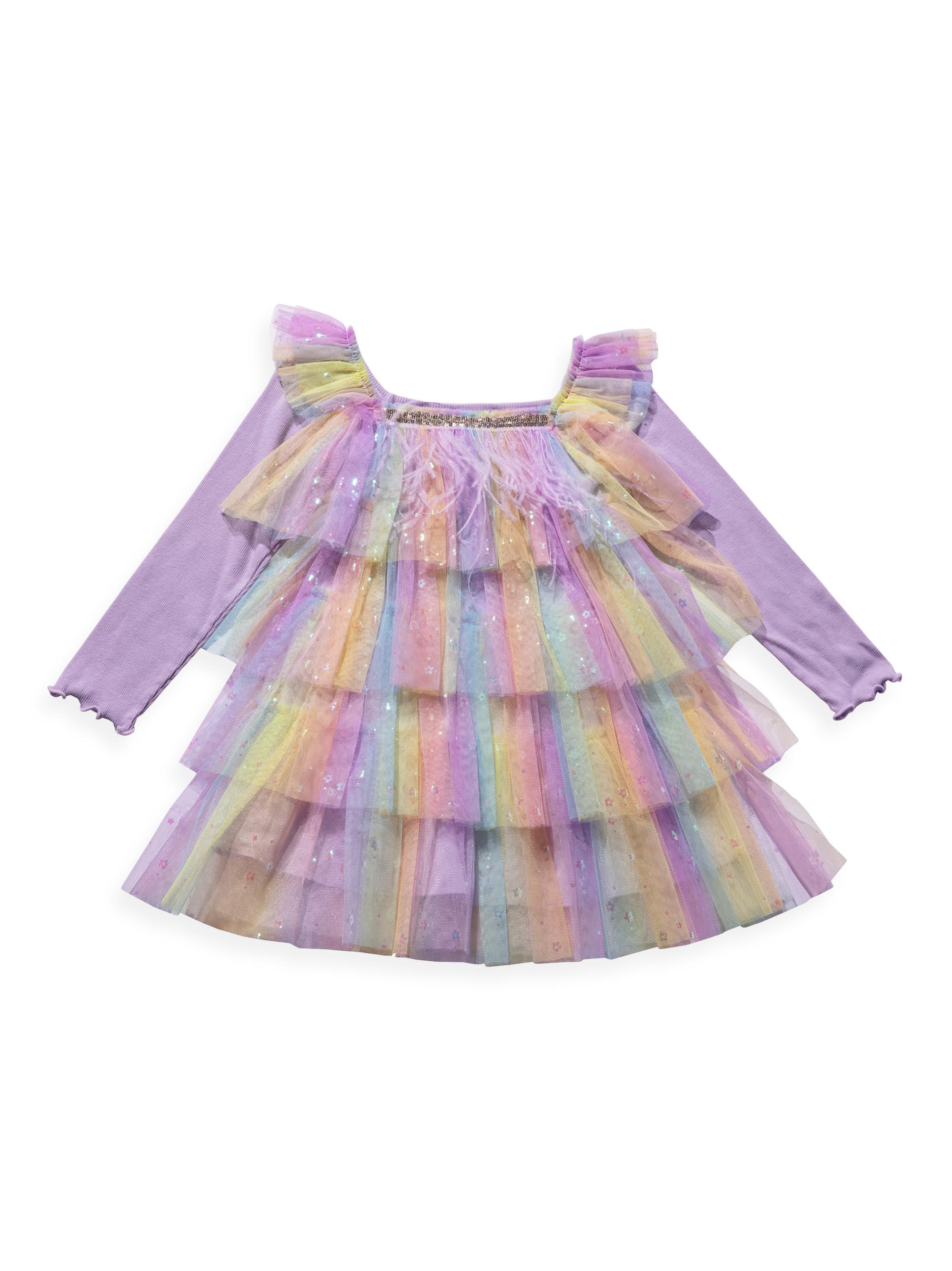 Petite Hailey Baby Girl's, Little Girl's & Girl's Daisy Ombré Layered Dress - Purple