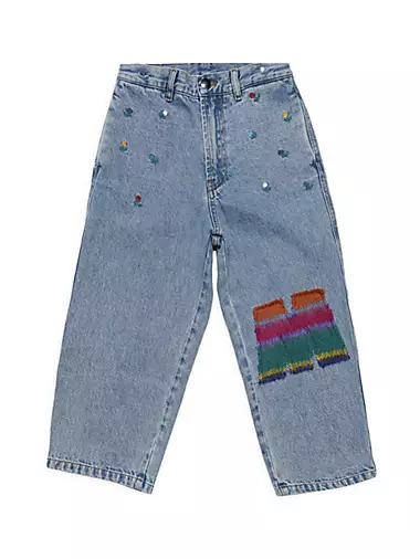 Little Girl's & Girl's Logo Patch & Embellished Jeans