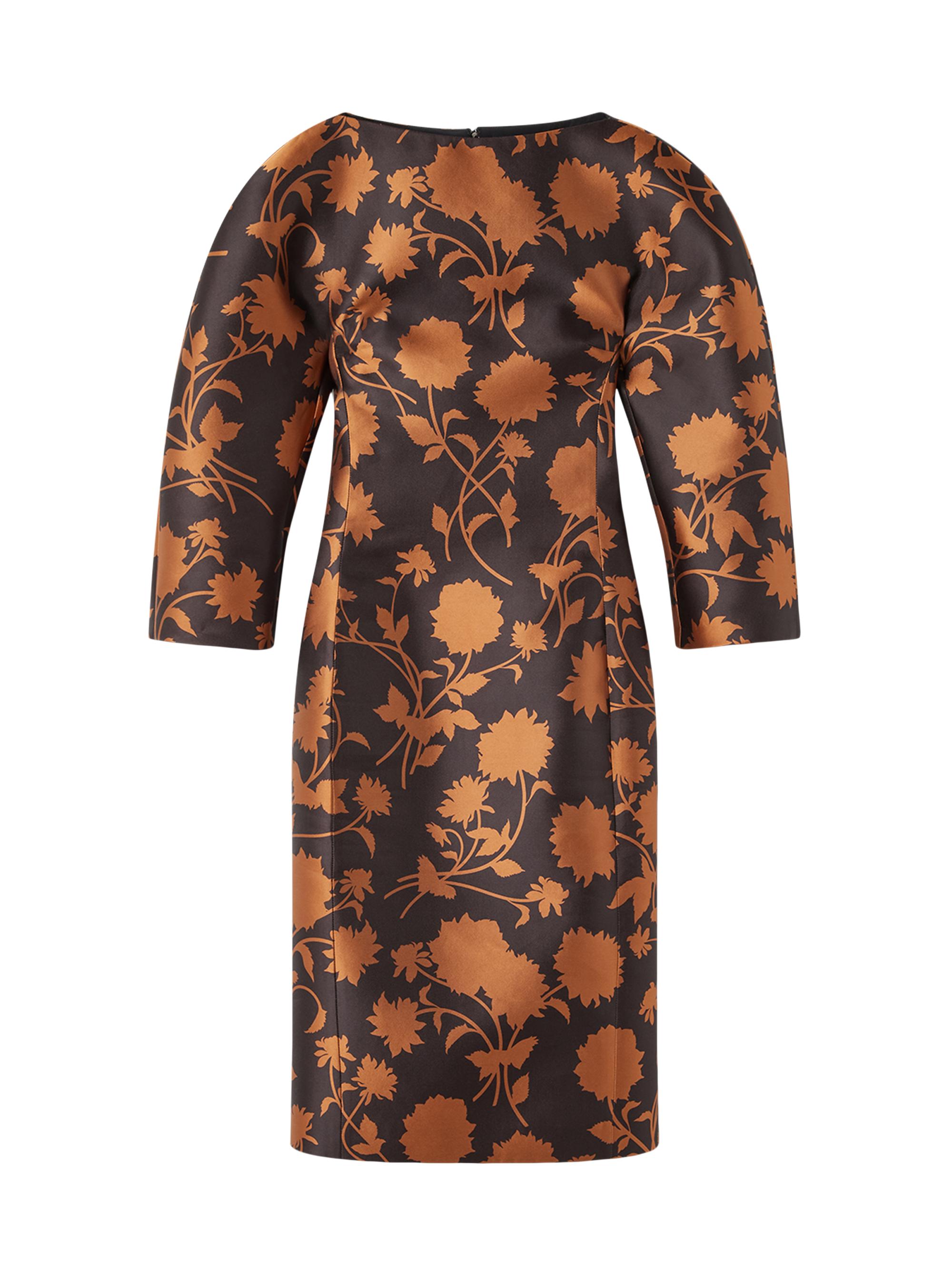 Versace Women's Floral Double Duchesse Satin Sheath Dress - Black Caramel