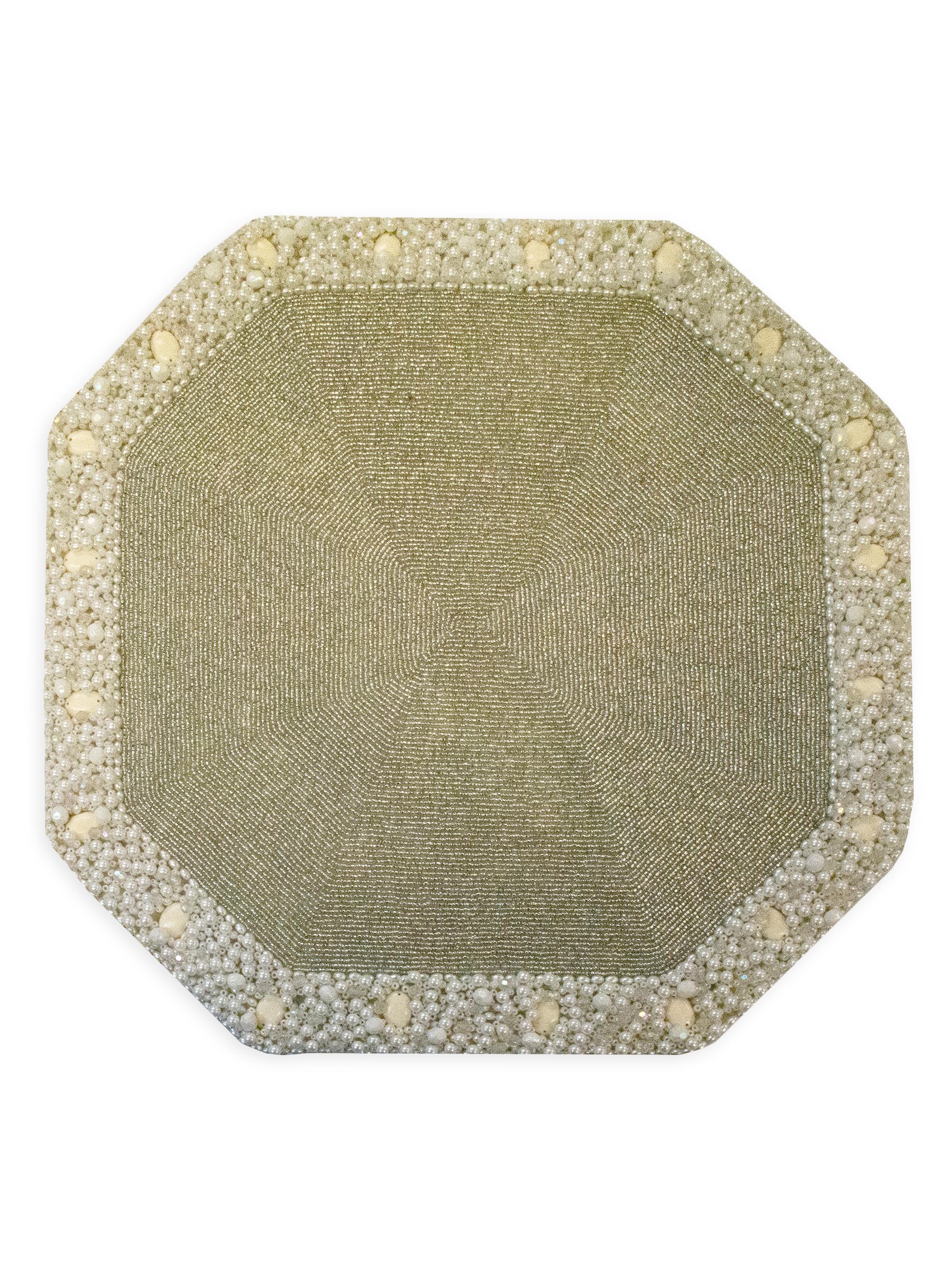 Nomi K Hand-Beaded Octagon Placemat - Silver