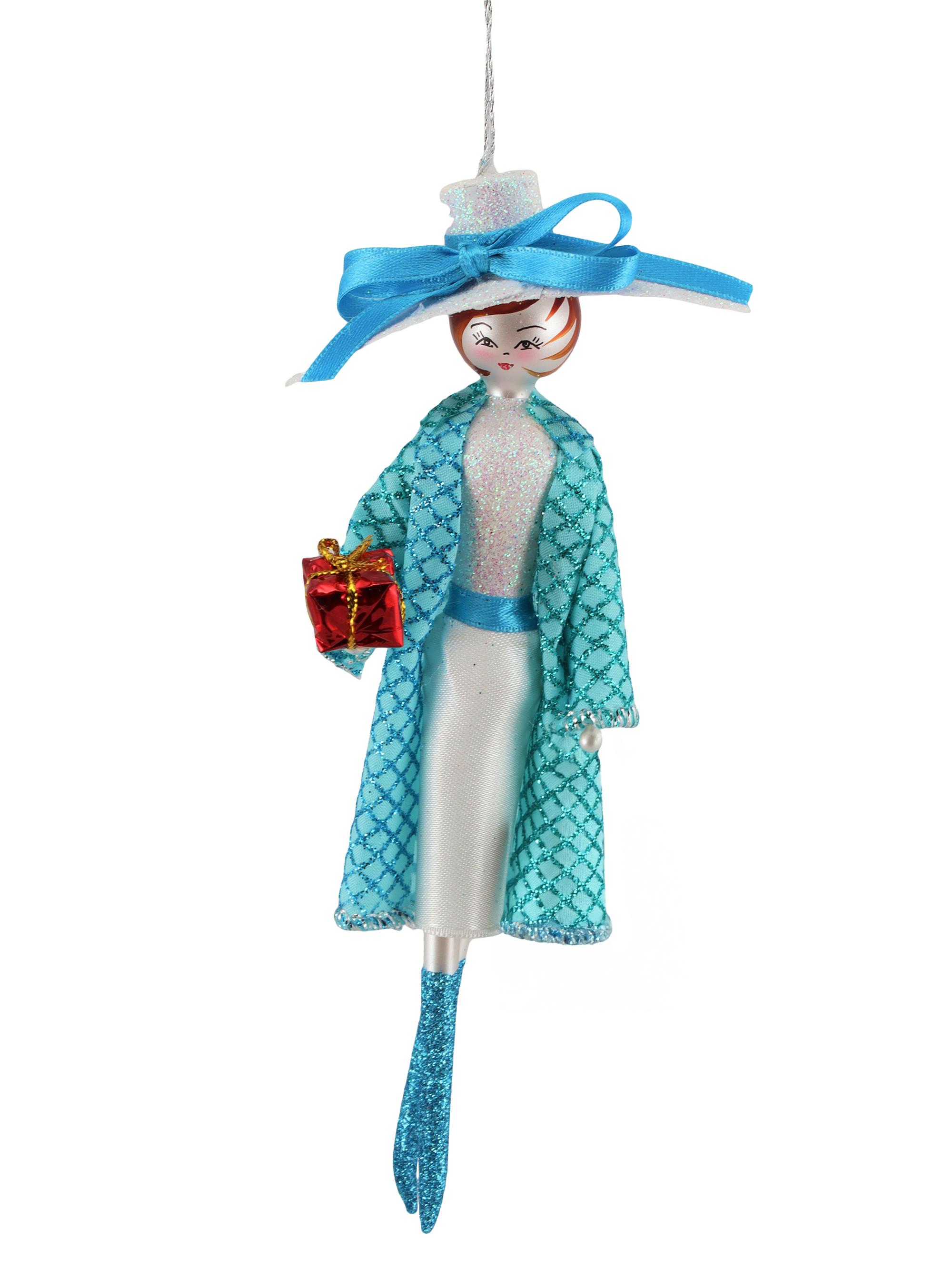 De Carlini Soffieria De Carlini Lady in a Turquoise Coat Ornament
