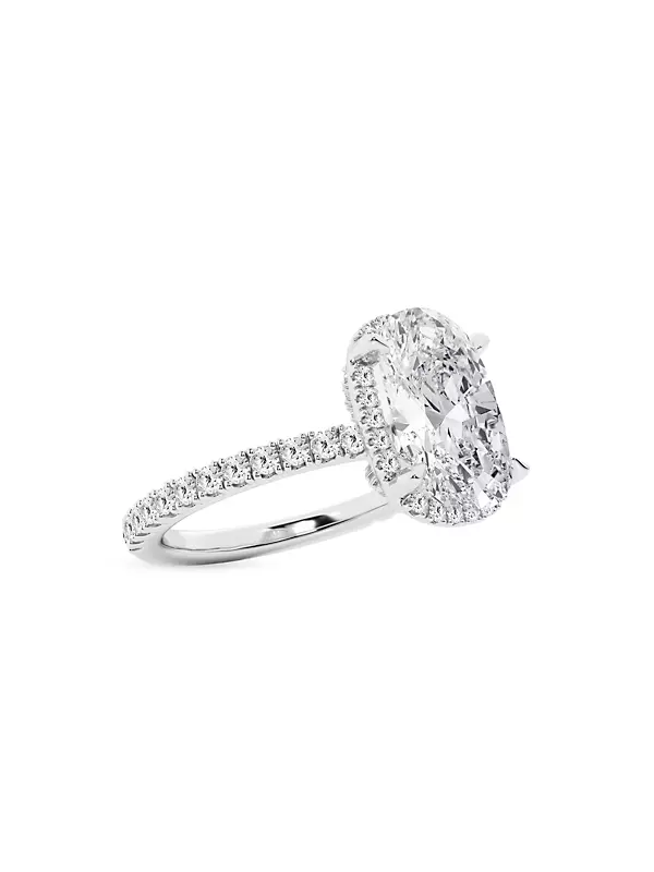 14K White Gold & 3.75 TCW Lab-Grown Diamond Halo Engagement Ring
