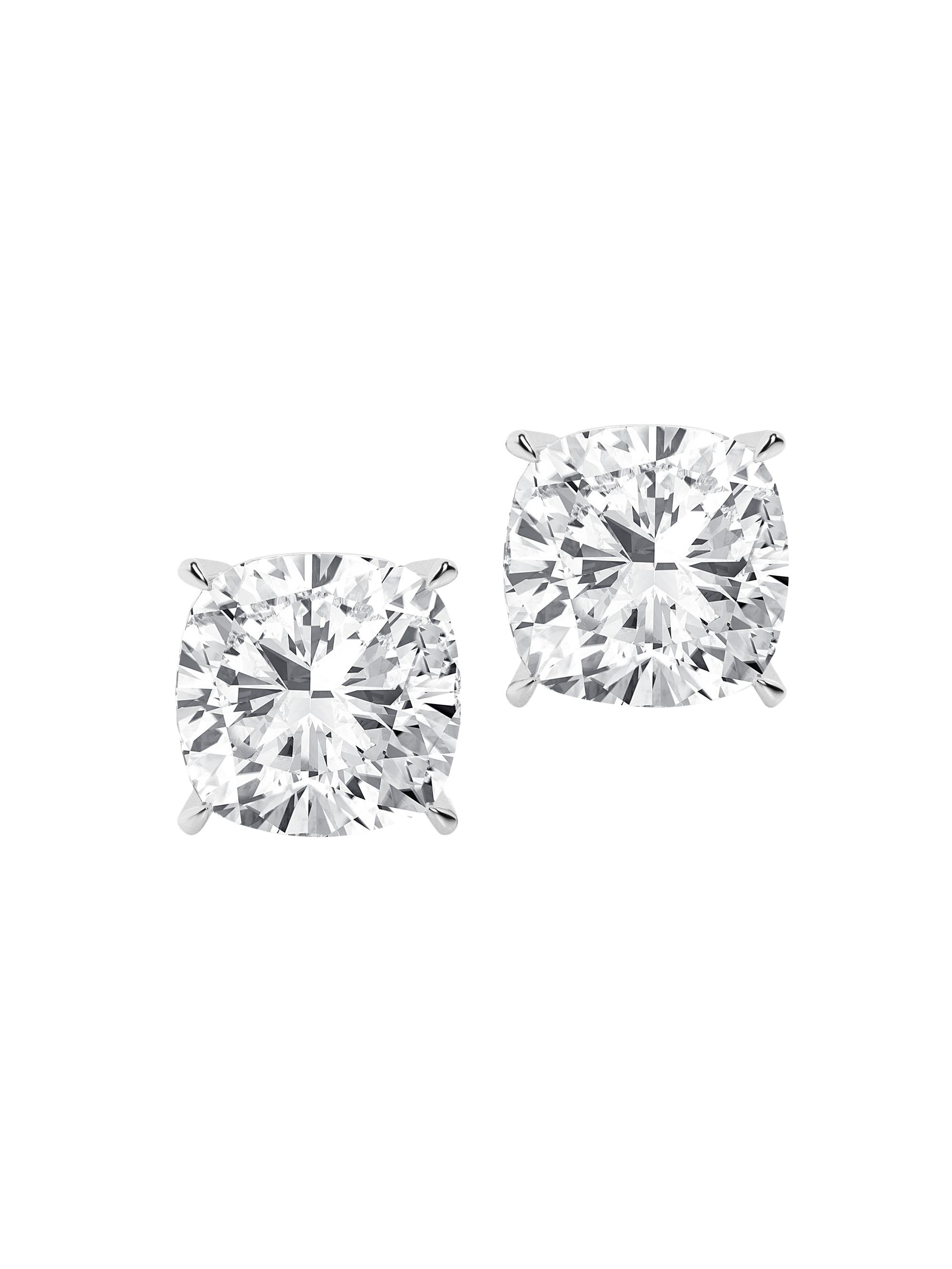 Saks Fifth Avenue Collection Women's 14K White Gold & 12.00 TCW Cushion-Cut Lab-Grown Diamond Stud Earrings - White Gold