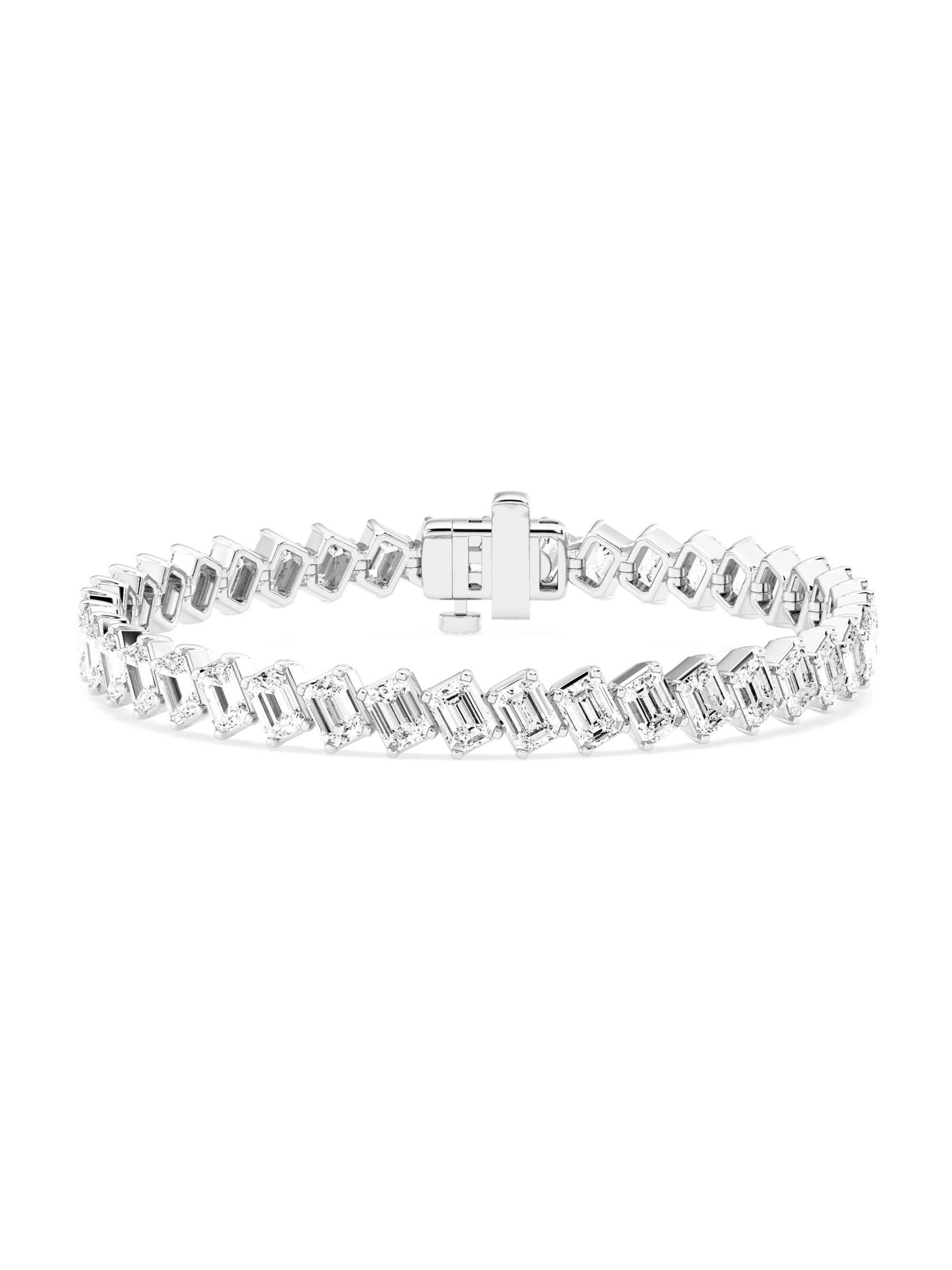 Saks Fifth Avenue Collection Women's 14K White Gold & 14.56 TCW Emerald-Cut Lab-Grown Diamond Tennis Bracelet - White Gold