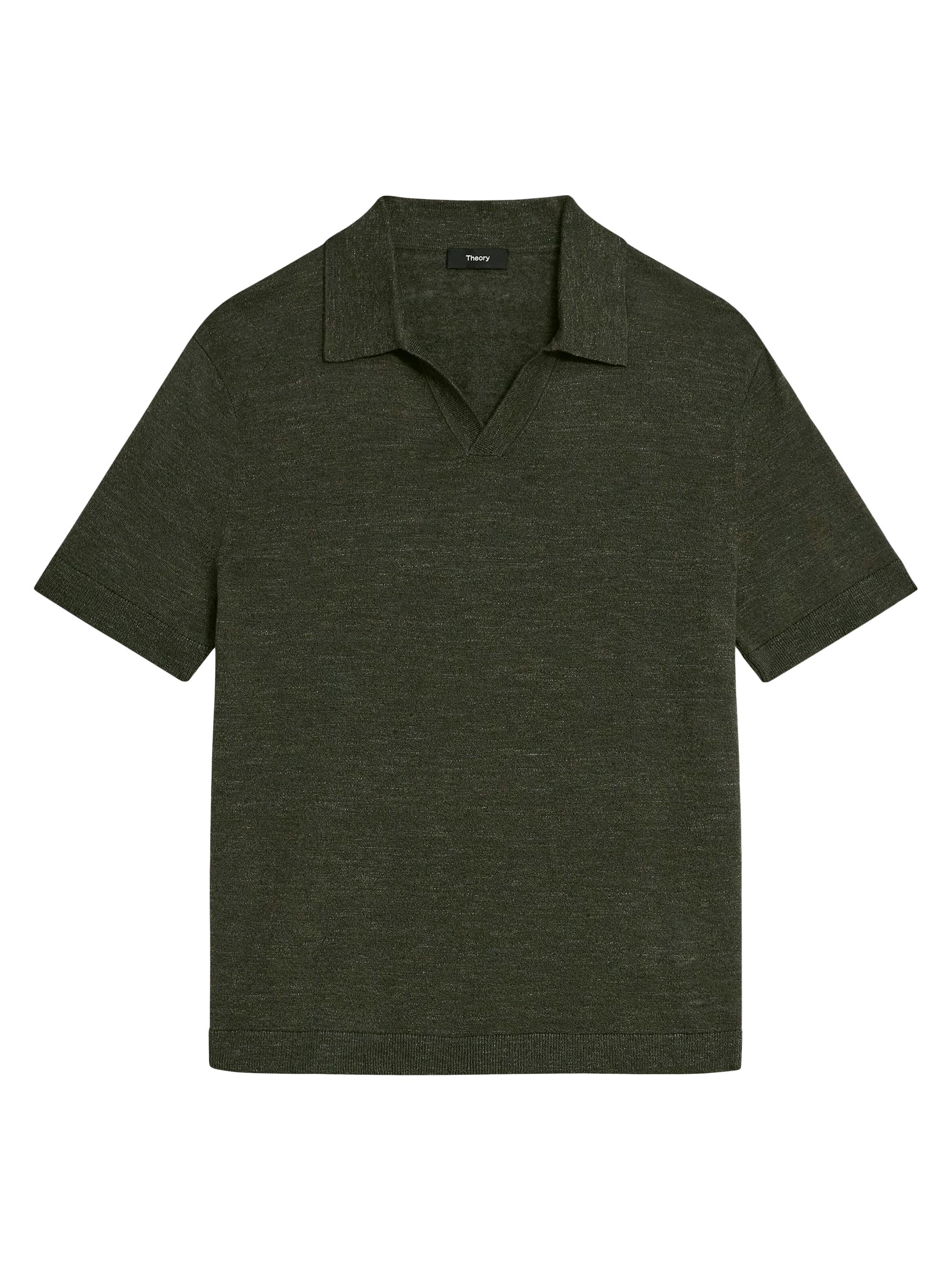 Theory Men's Brenan Linen-Blend Polo Shirt - Dark Olive