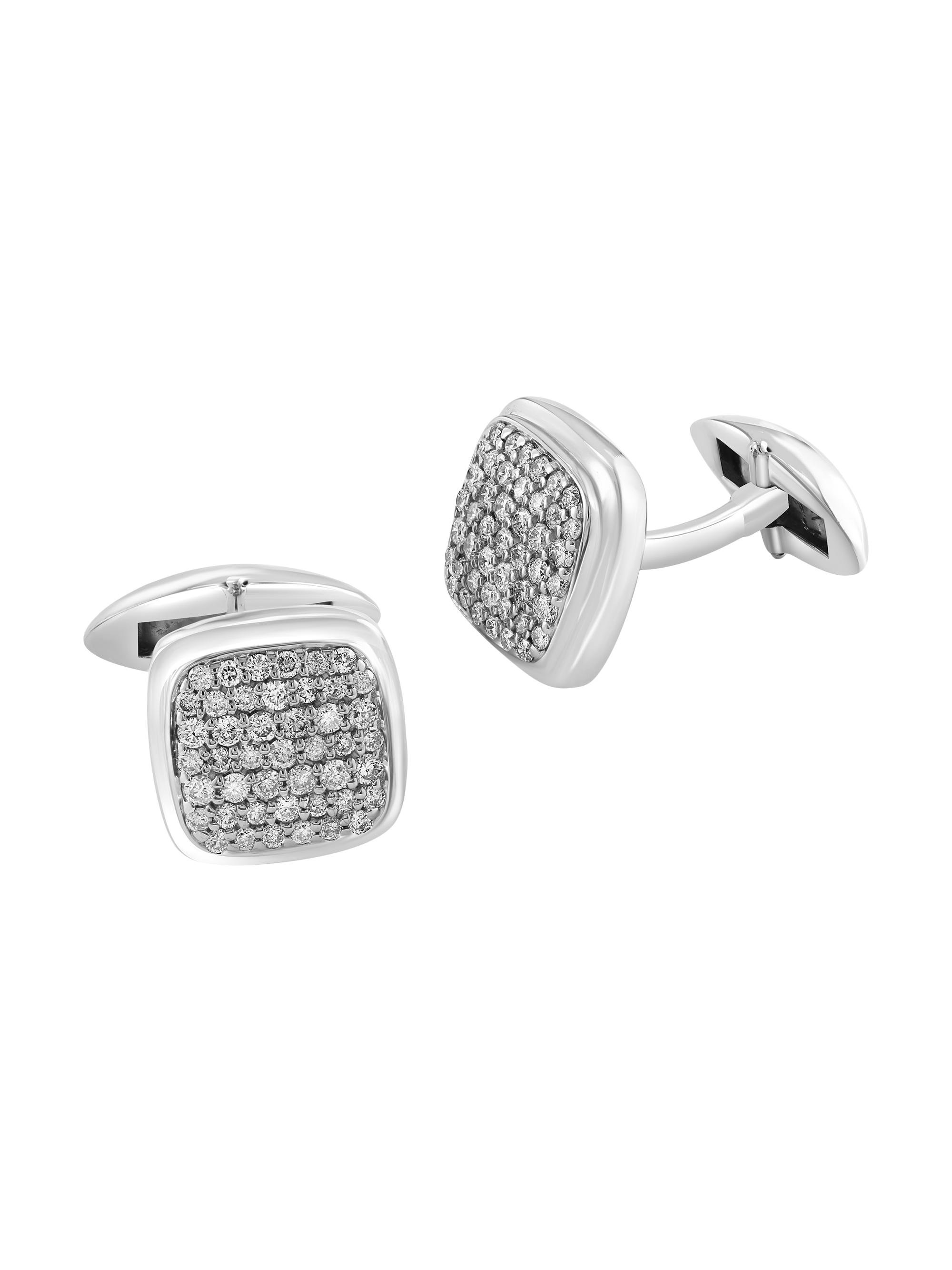 Saks Fifth Avenue Collection Men's COLLECTION Diamond & 925 Sterling Silver Cufflinks - Silver