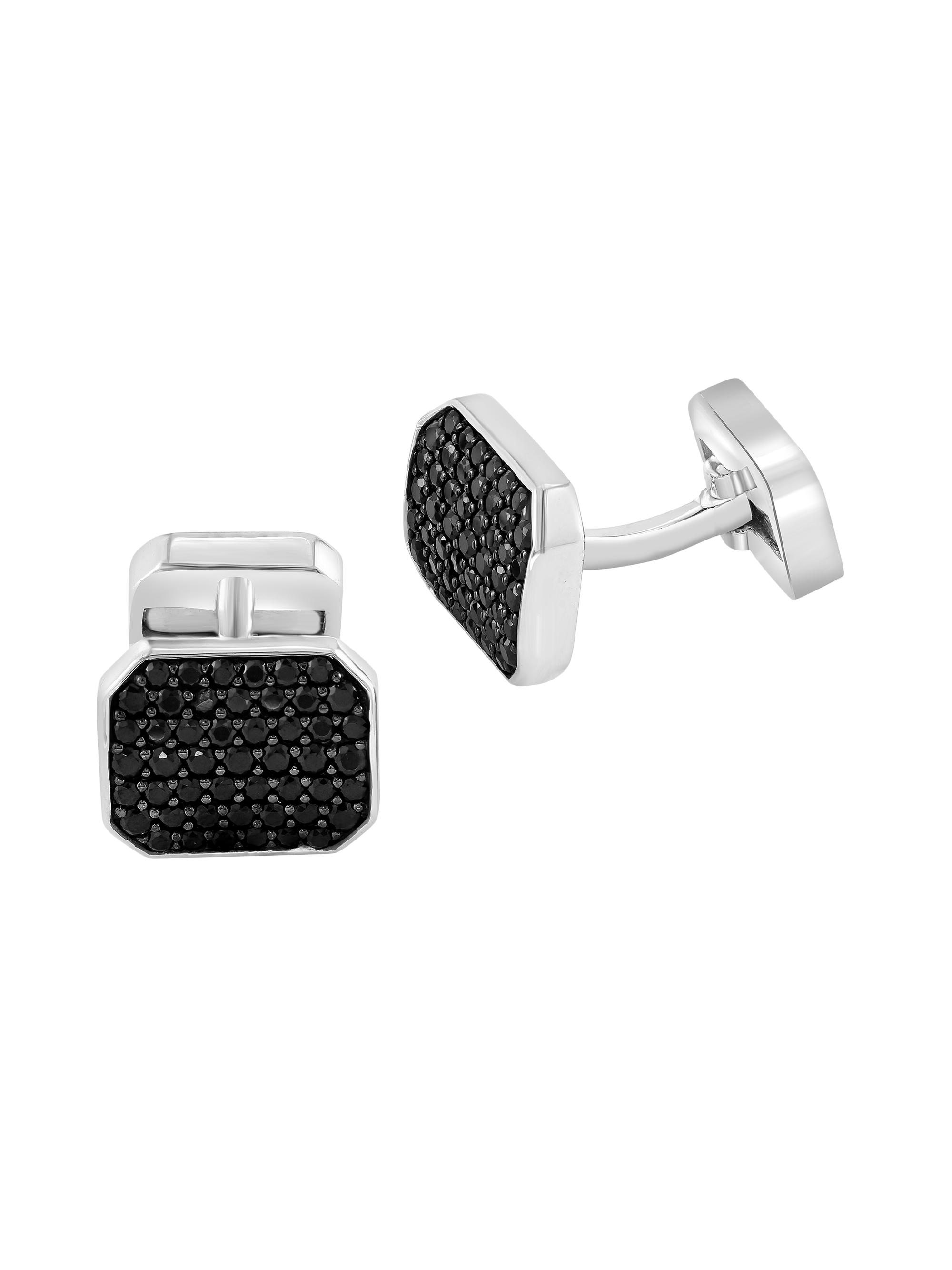 Saks Fifth Avenue Collection Men's COLLECTION 925 Sterling Silver Black Spinel Cufflinks - Black Silver