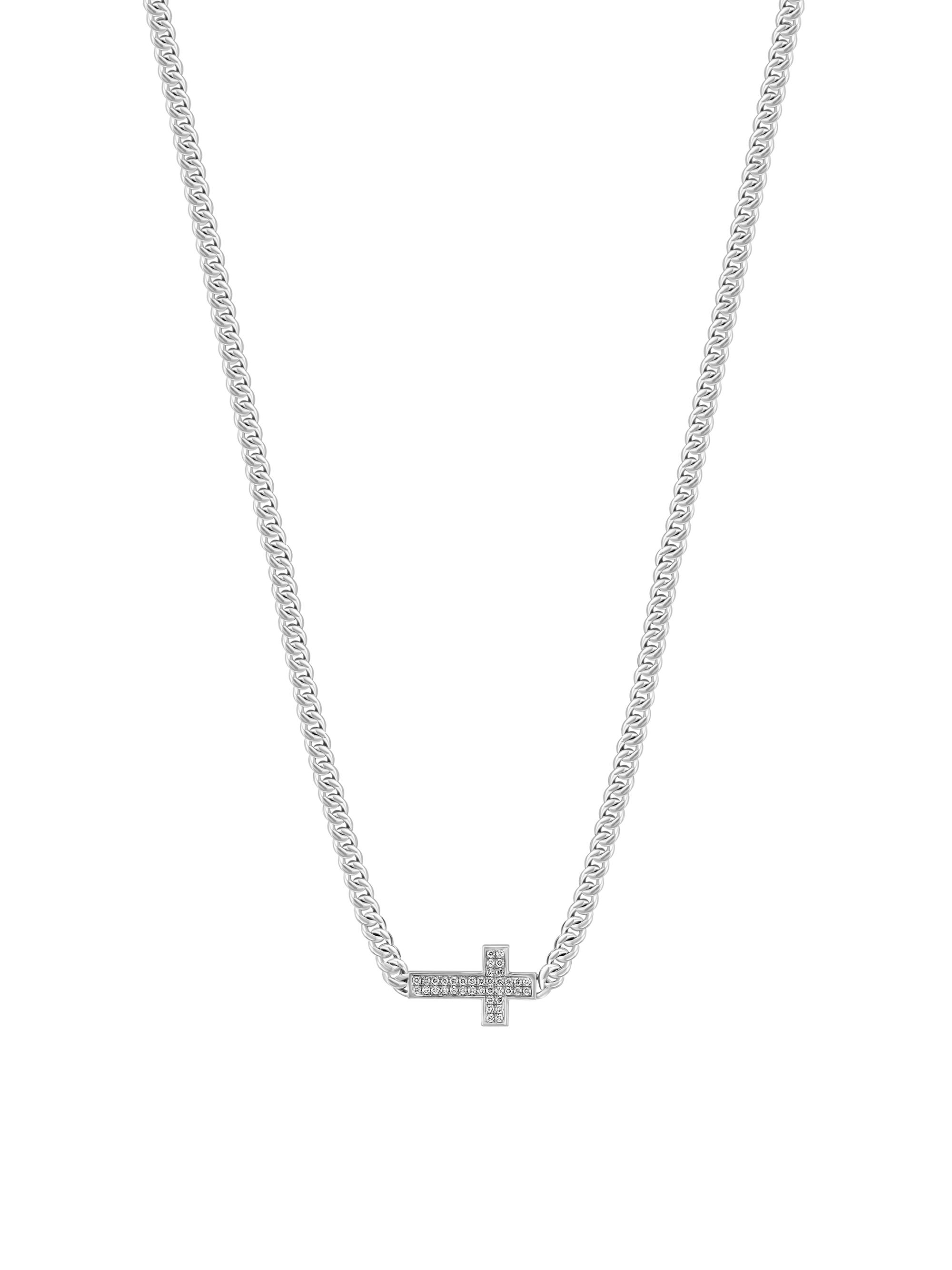 Saks Fifth Avenue Collection Men's COLLECTION Diamond & 925 Sterling Silver Cross Necklace - Silver