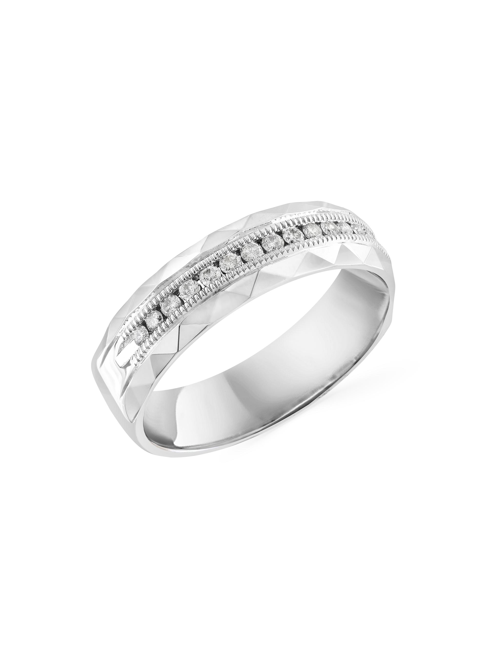 Saks Fifth Avenue Collection Men's COLLECTION 14K White Gold & 0.24 TCW Diamond Ring - Silver