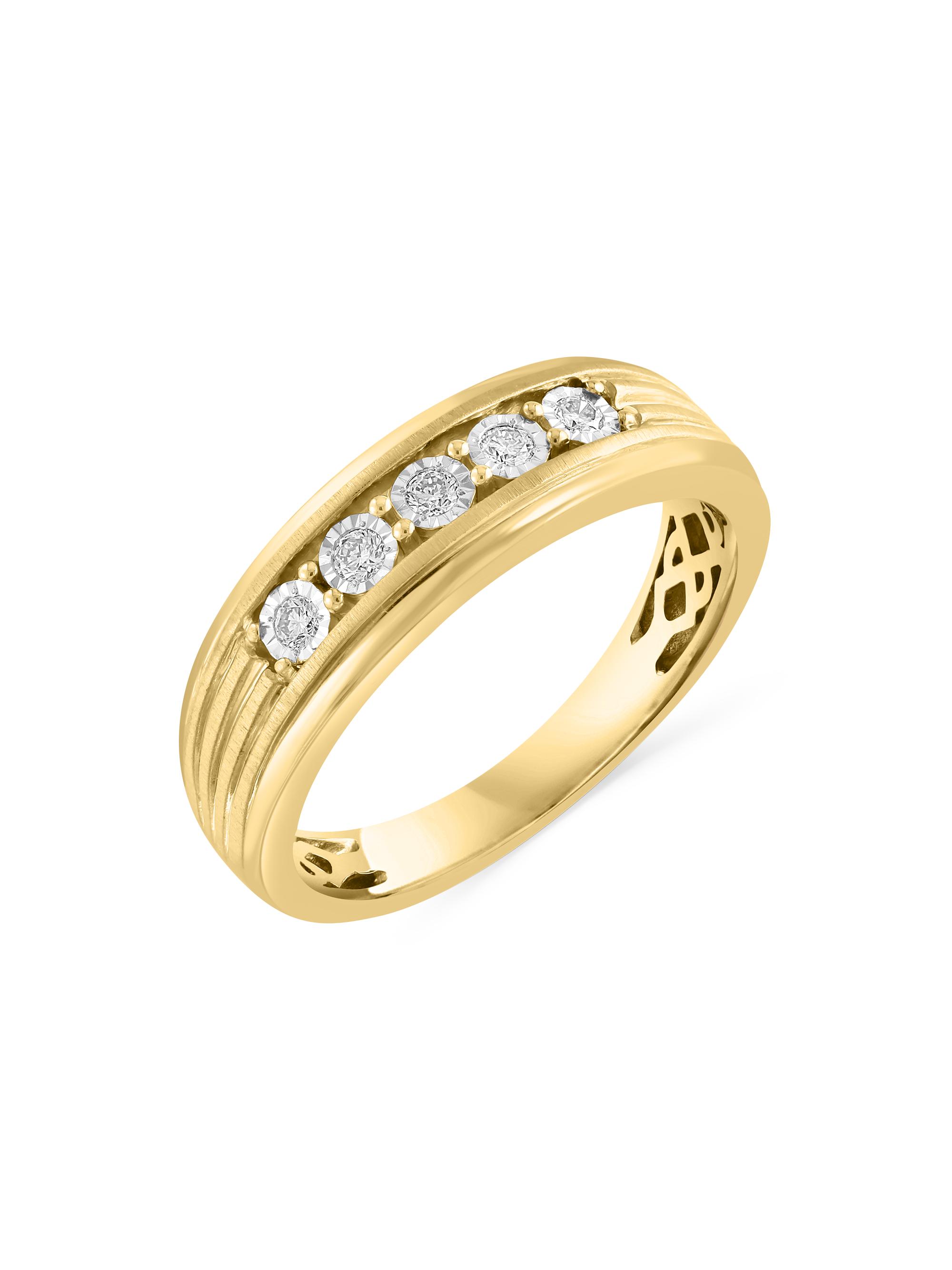 Saks Fifth Avenue Collection Men's COLLECTION 14K-Yellow Gold-Plated & 0.14 TCW Diamond Ring - Gold