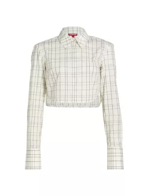 Shop Staud Seneca Plaid Cropped Shirt | Saks Fifth Avenue