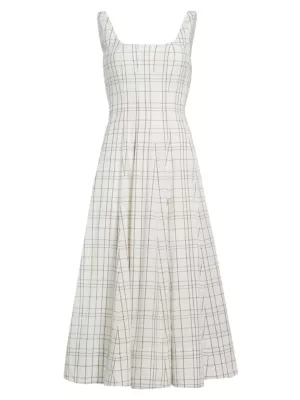 Shop Staud Wells Windowpane Midi-Dress | Saks Fifth Avenue