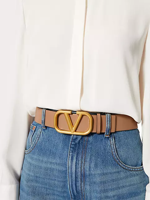 Shop Valentino Garavani Reversible Vlogo Signature Belt In Glossy