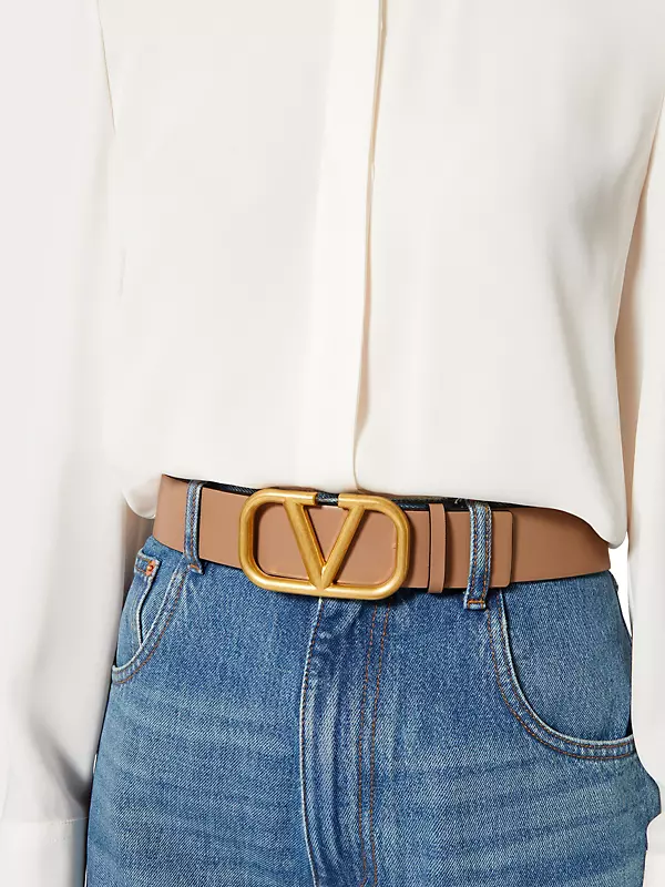 Vlogo Signature Belt In Shiny Calfskin 40mm for Woman in Black