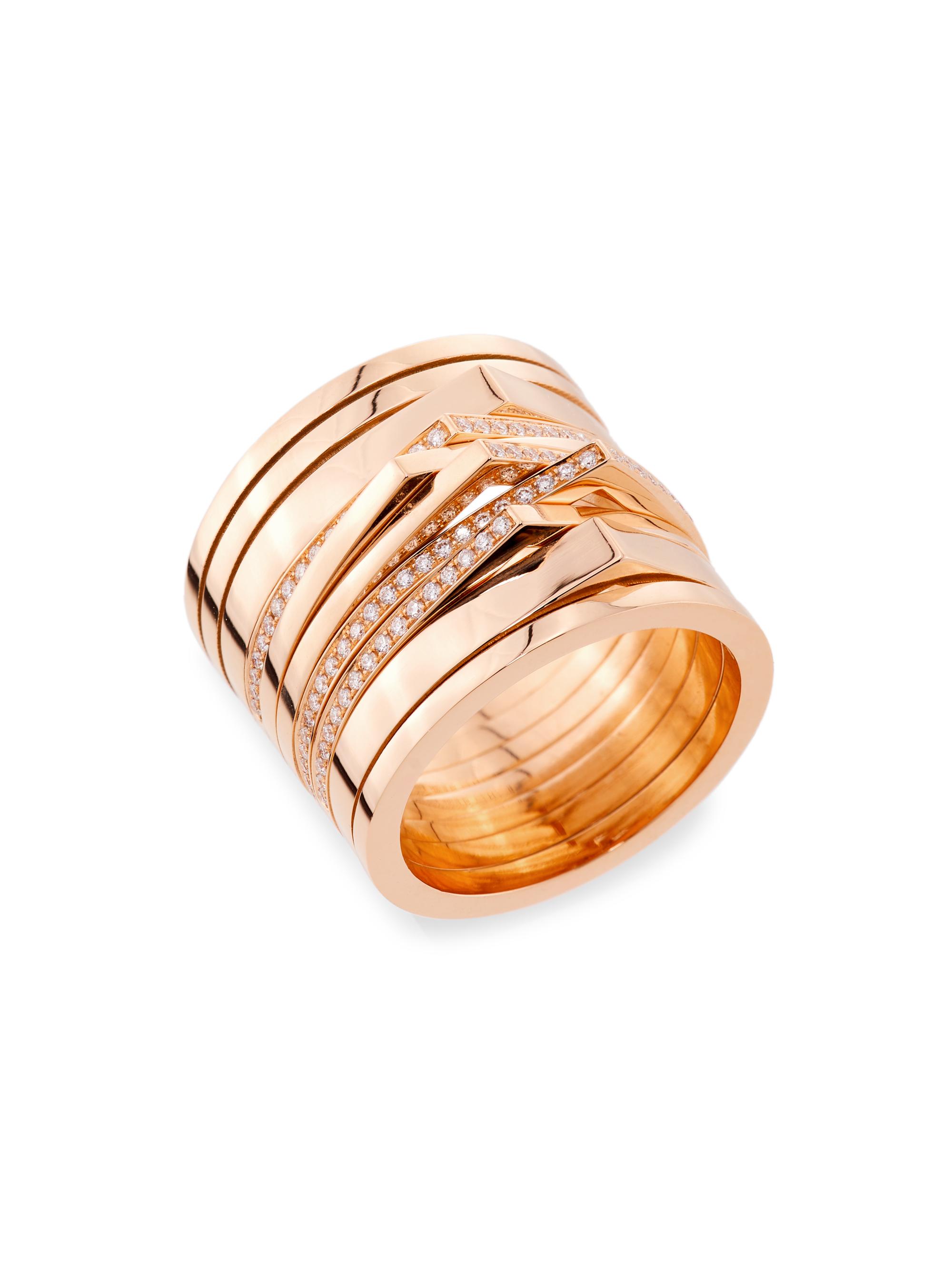 Repossi Women's Antifer 10 Years 1K Rose Gold & 0.35 TCW Diamond Ring - Rose Gold