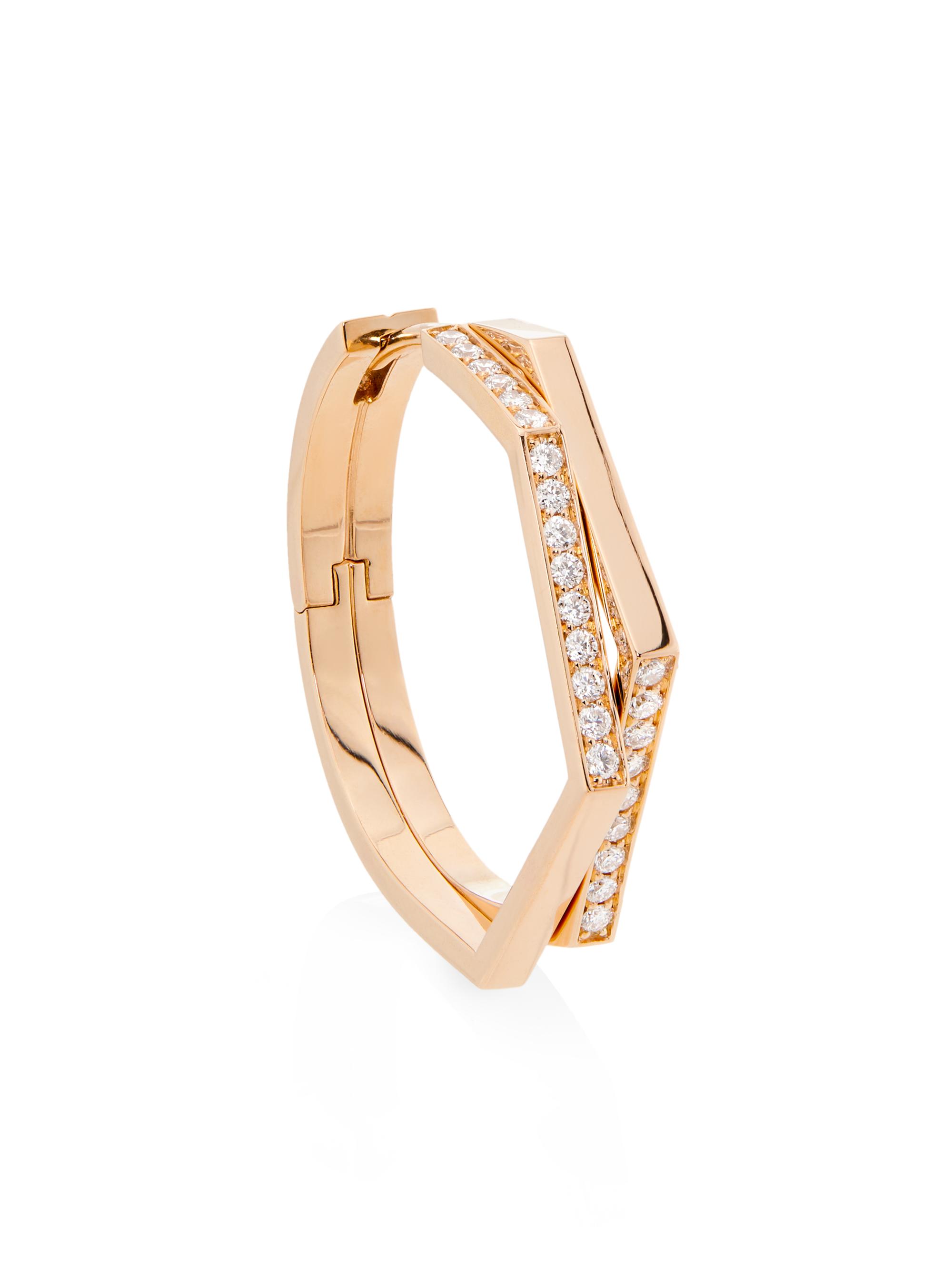Repossi Women's Antifer 18K Rose Gold & 0.2 TCW Diamond  Single Hoop Earring - Rose Gold