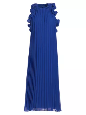 Shop Amur Chiffon Pleated Maxi Dress | Saks Fifth Avenue