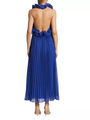 Shop Amur Chiffon Pleated Maxi Dress | Saks Fifth Avenue