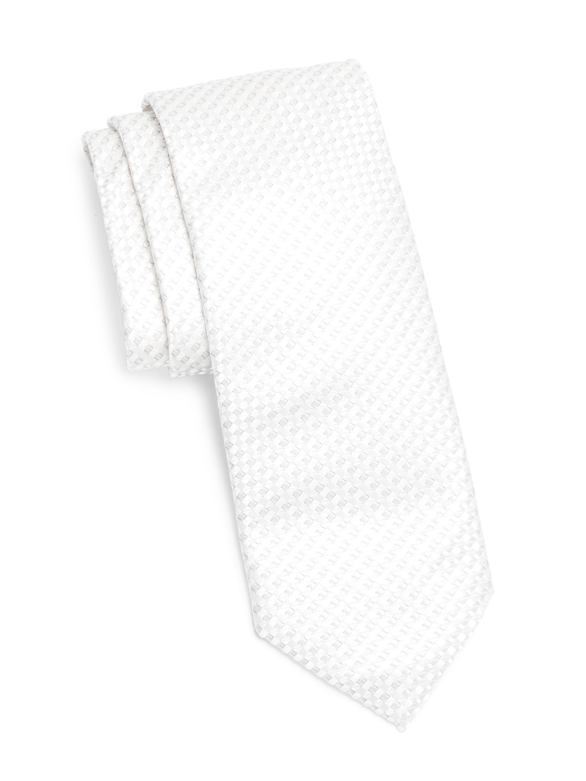 Canali Men's Neat Silk Tie - White
