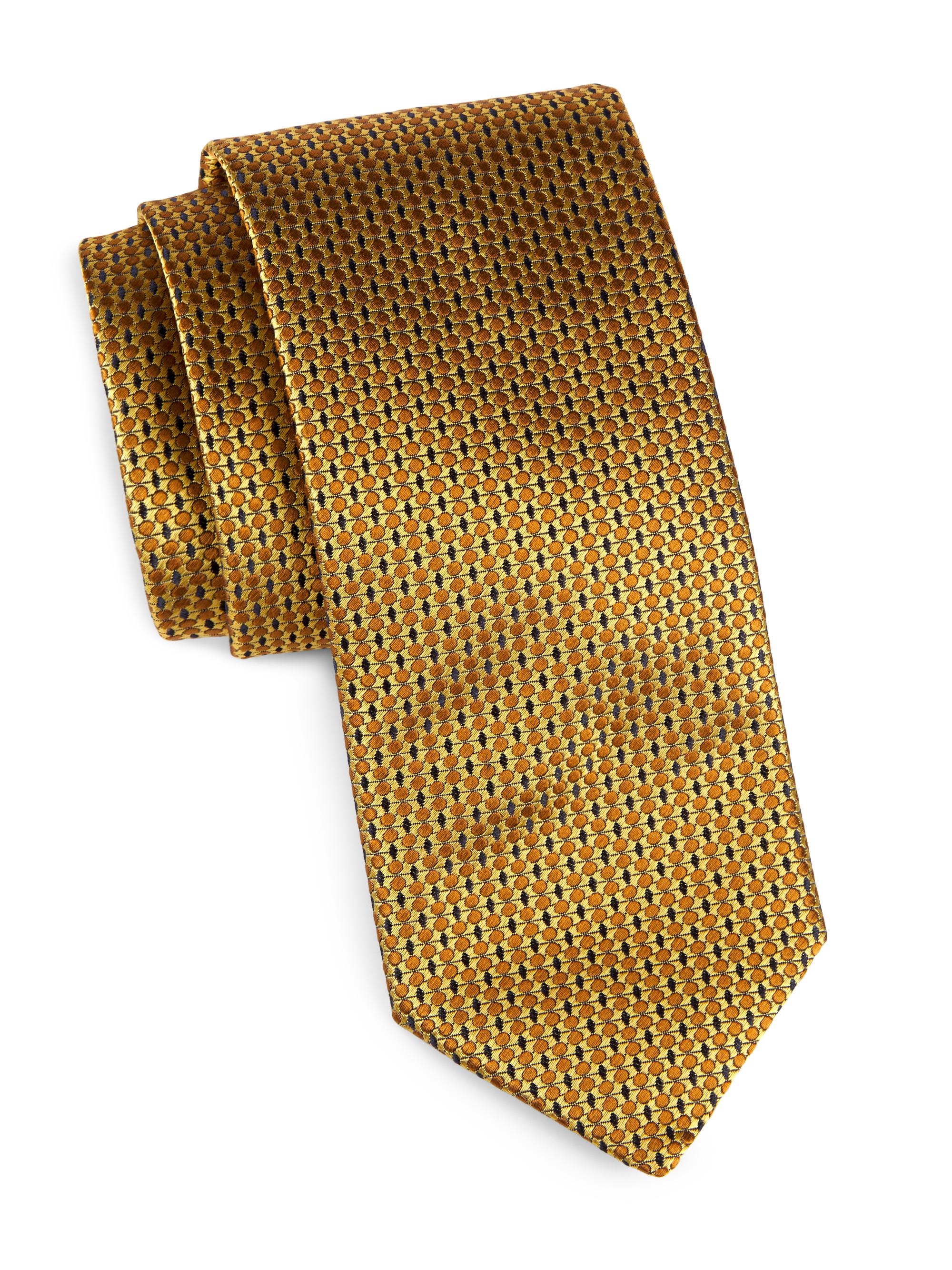 Canali Men's Microneat Silk Tie - Yellow