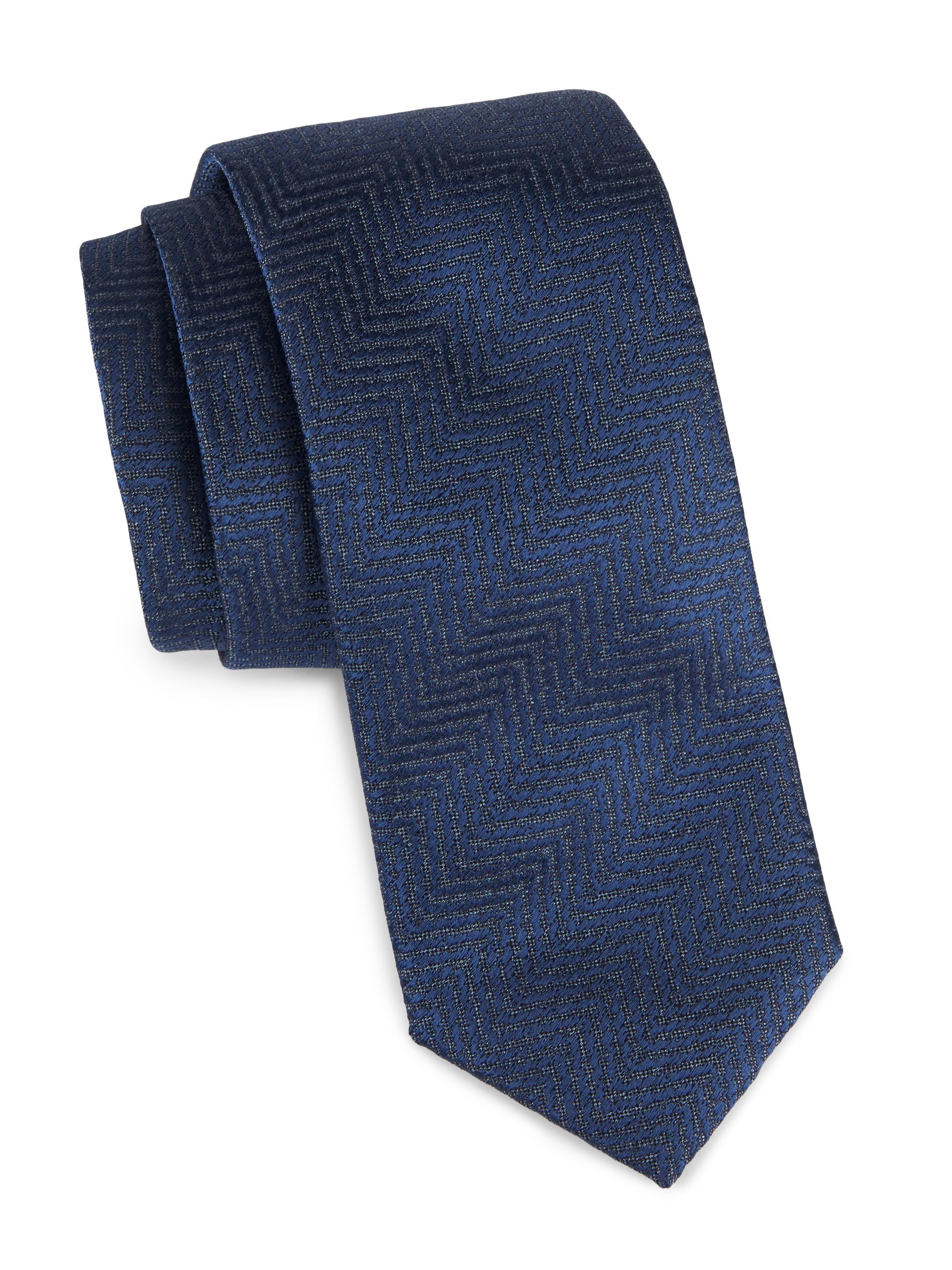 Canali Men's Silk Geometric Tie - Blue