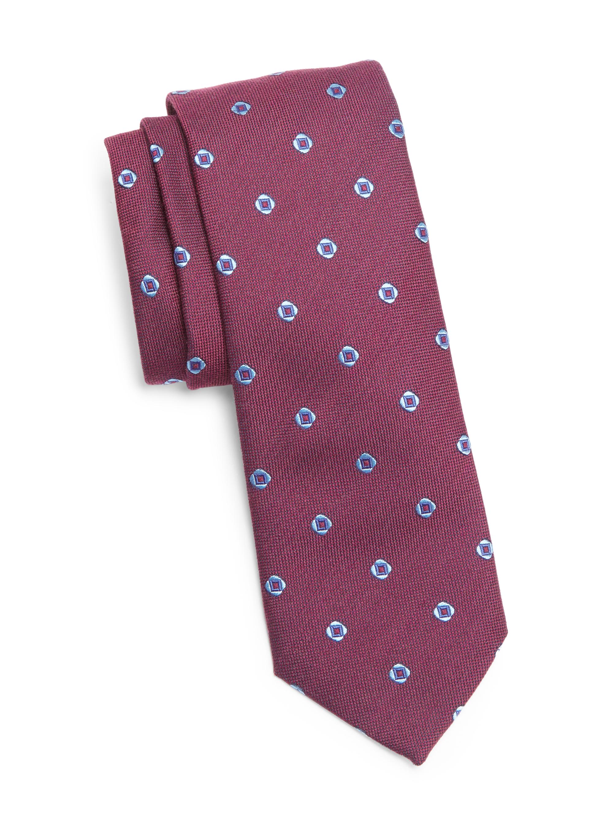 Canali Men's Silk Medallion Tie - Dark Red