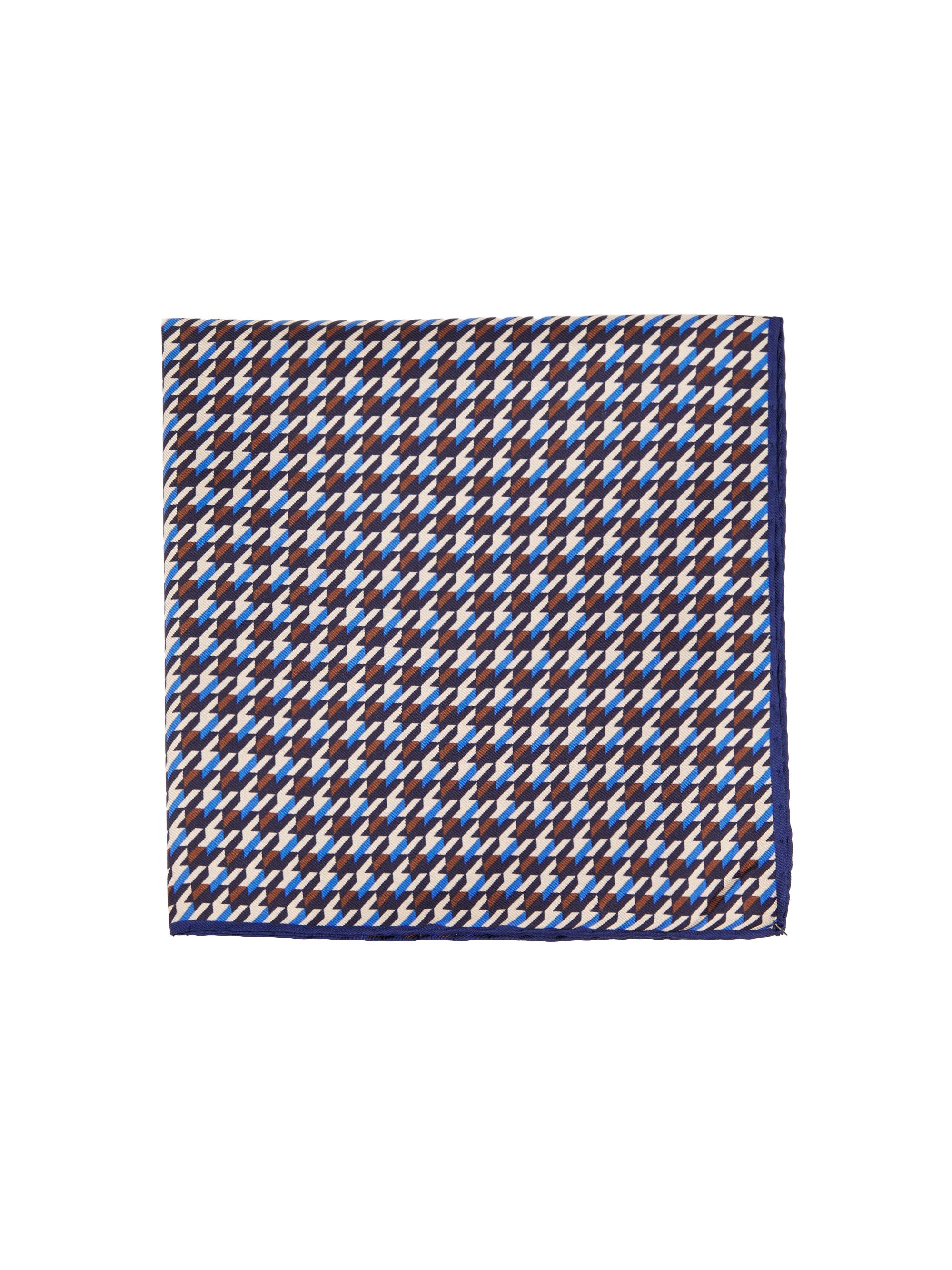 Canali Men's Houndstooth Pocket Square - Blue