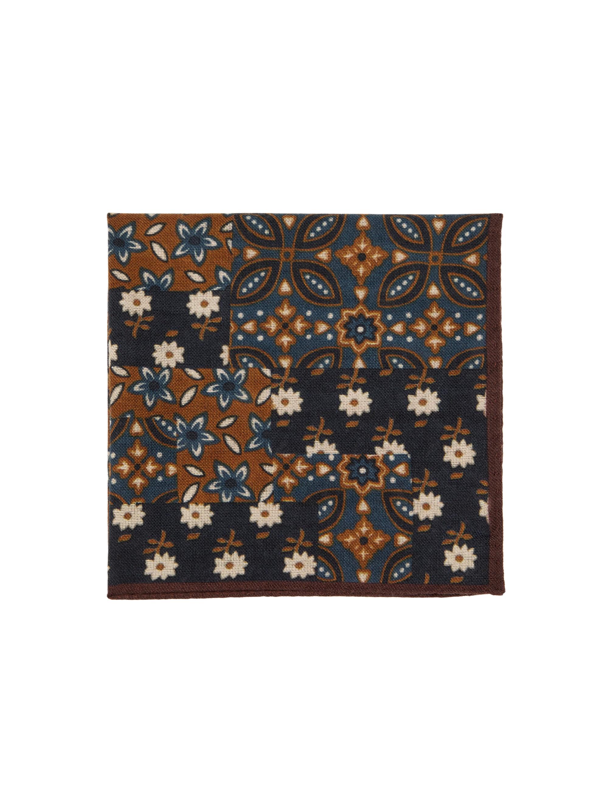 Canali Men's Floral Wool-Silk Pocket Square - Brown