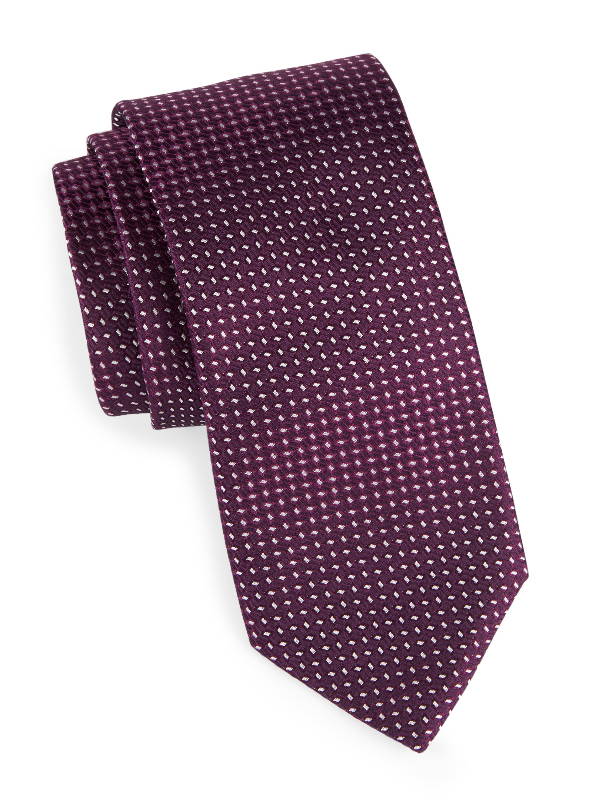 Canali Men's Geometric Silk Tie - Dark Purple