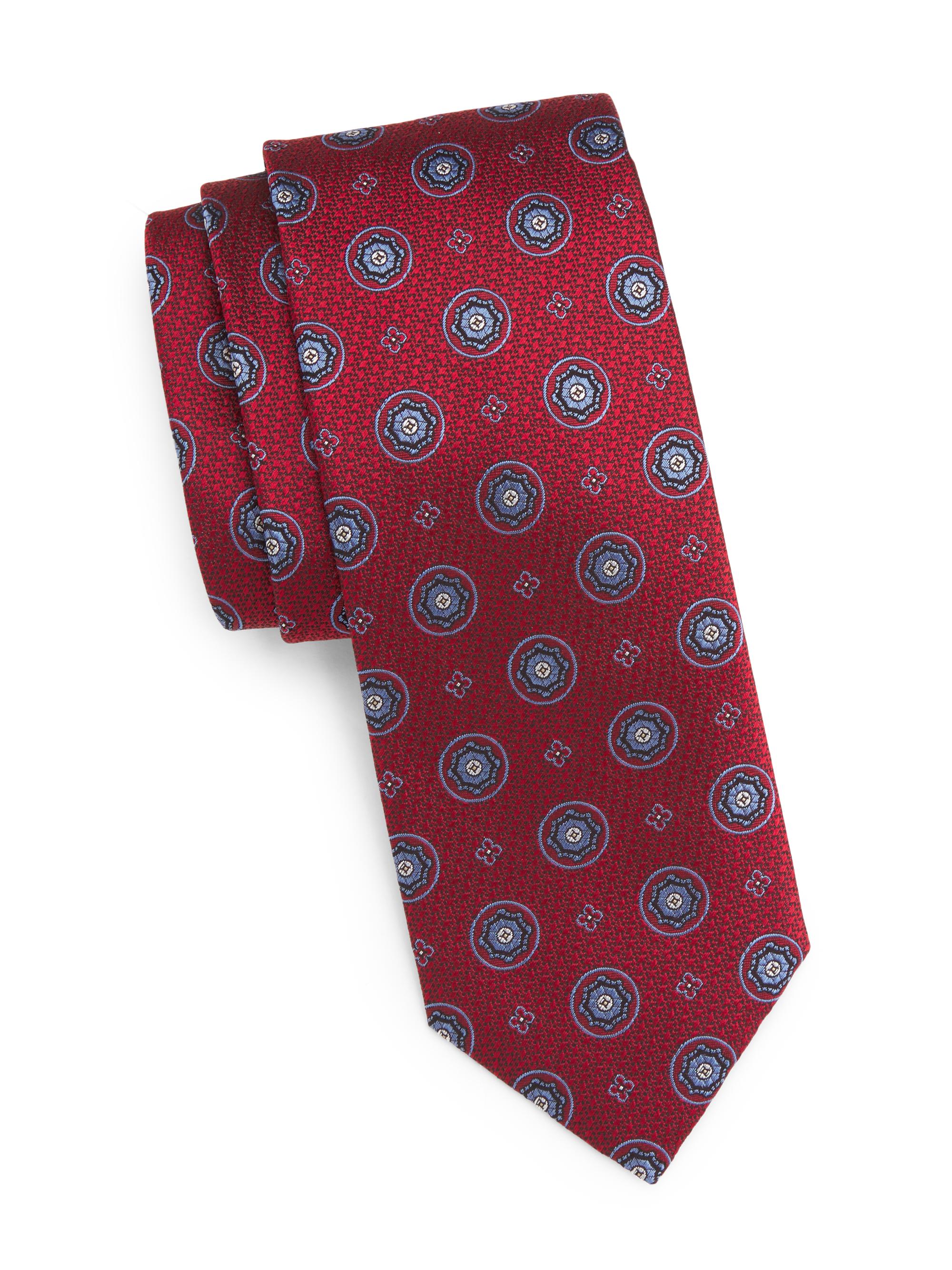 Canali Men's Medallion Silk Tie - Red