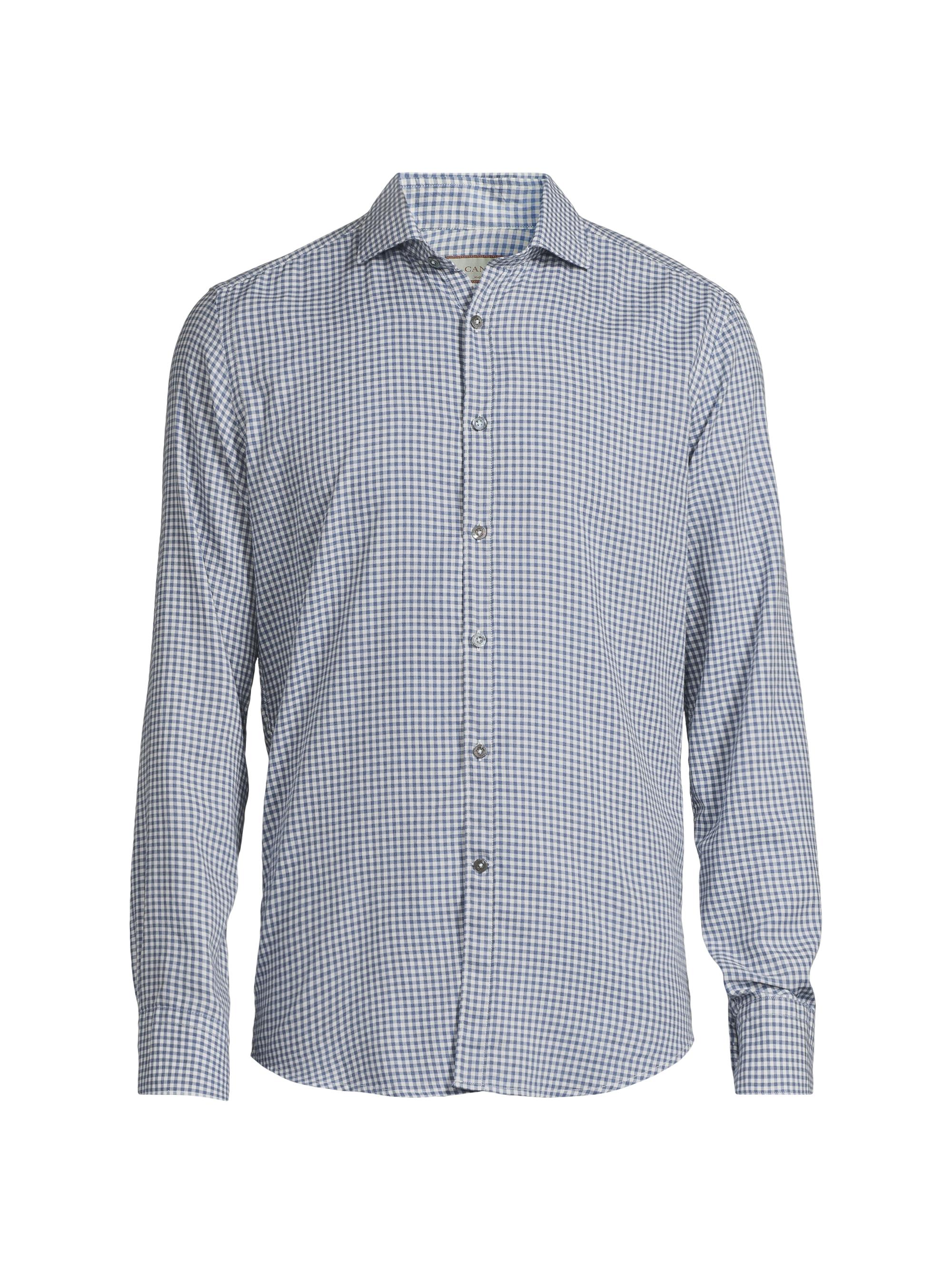 Canali Men's Check Cotton Sport Shirt - Blue