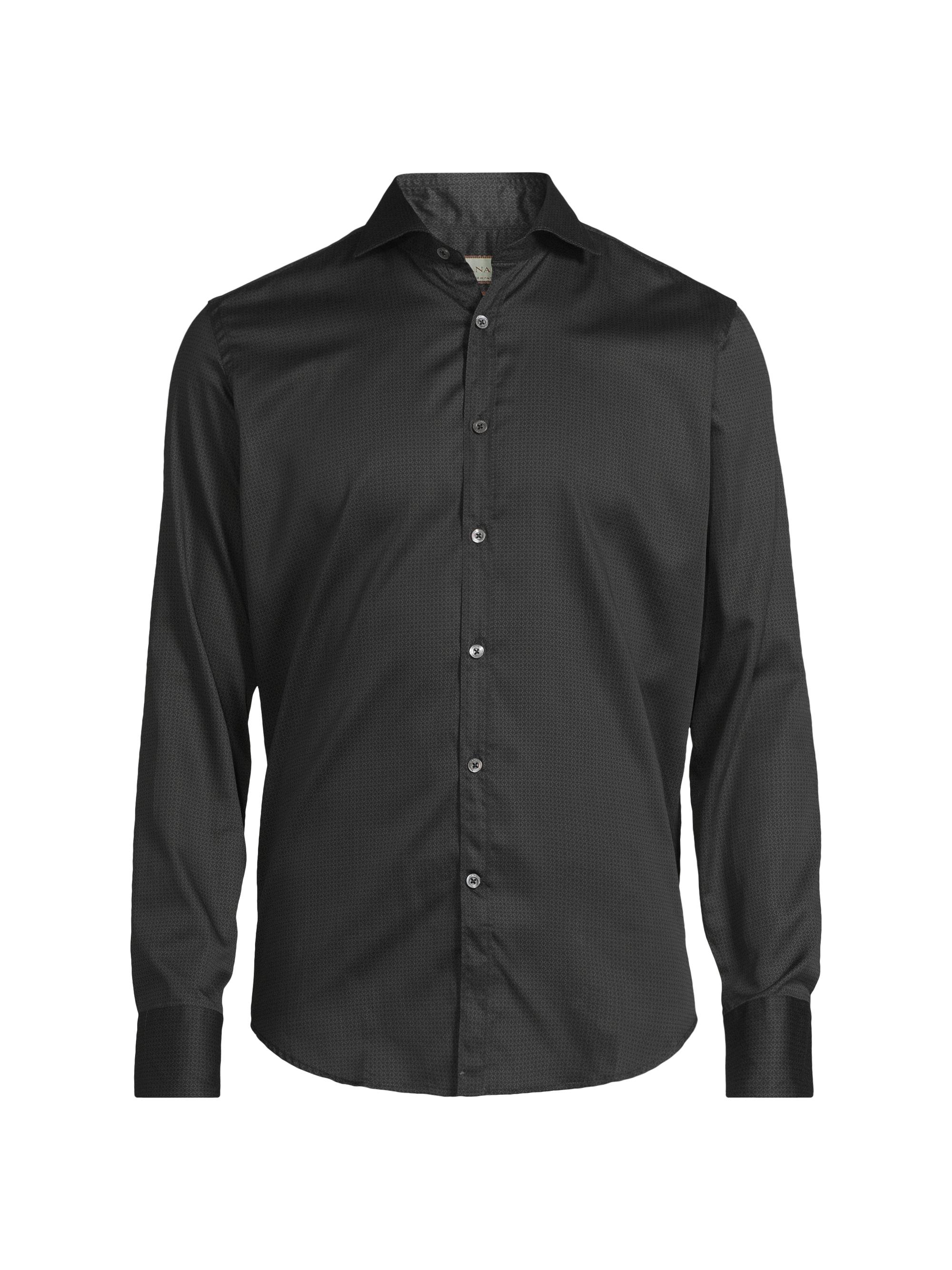 Canali Men's Micro Print Sport Shirt - Green