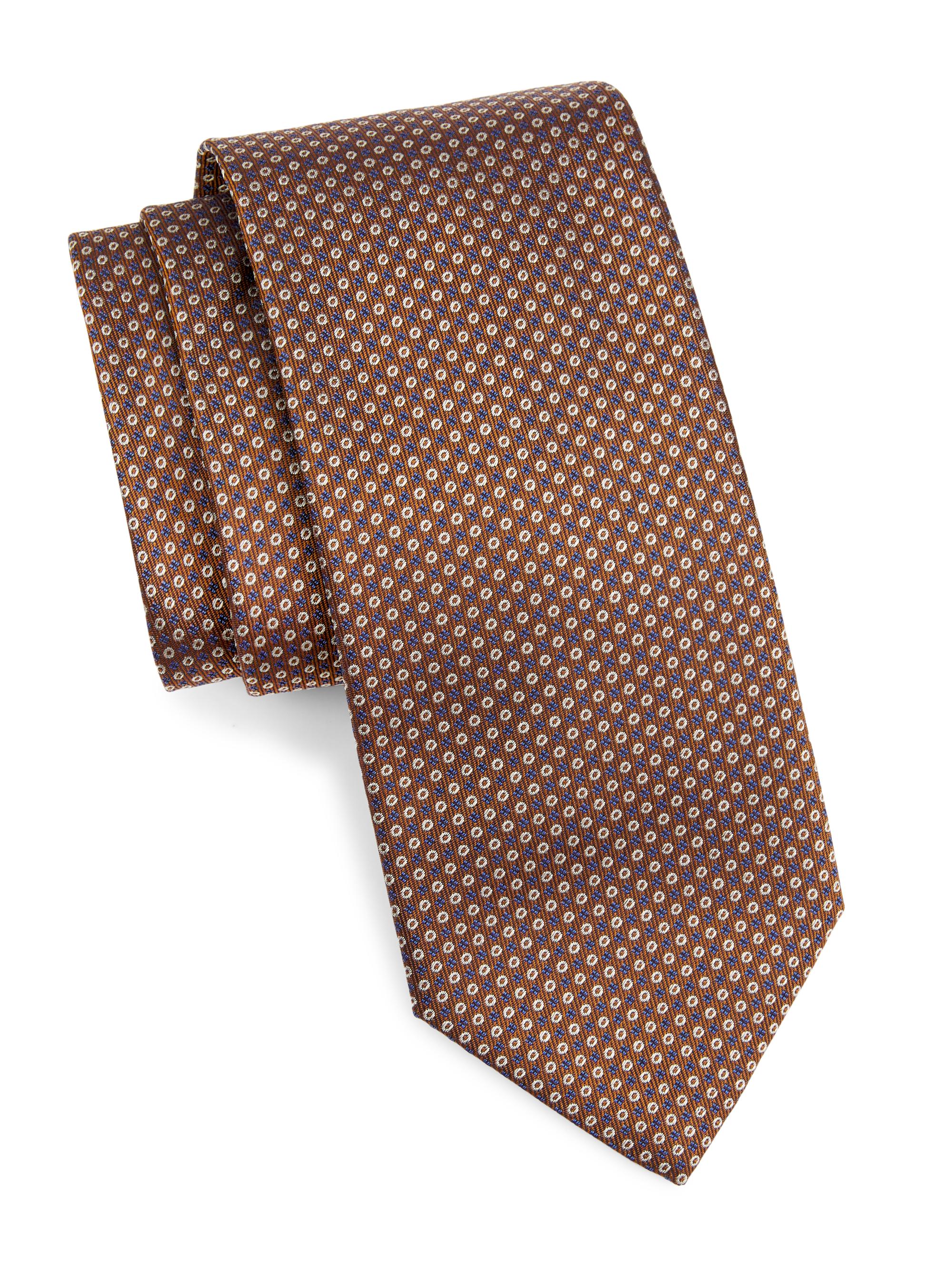 Canali Men's Dot Silk Tie - Green