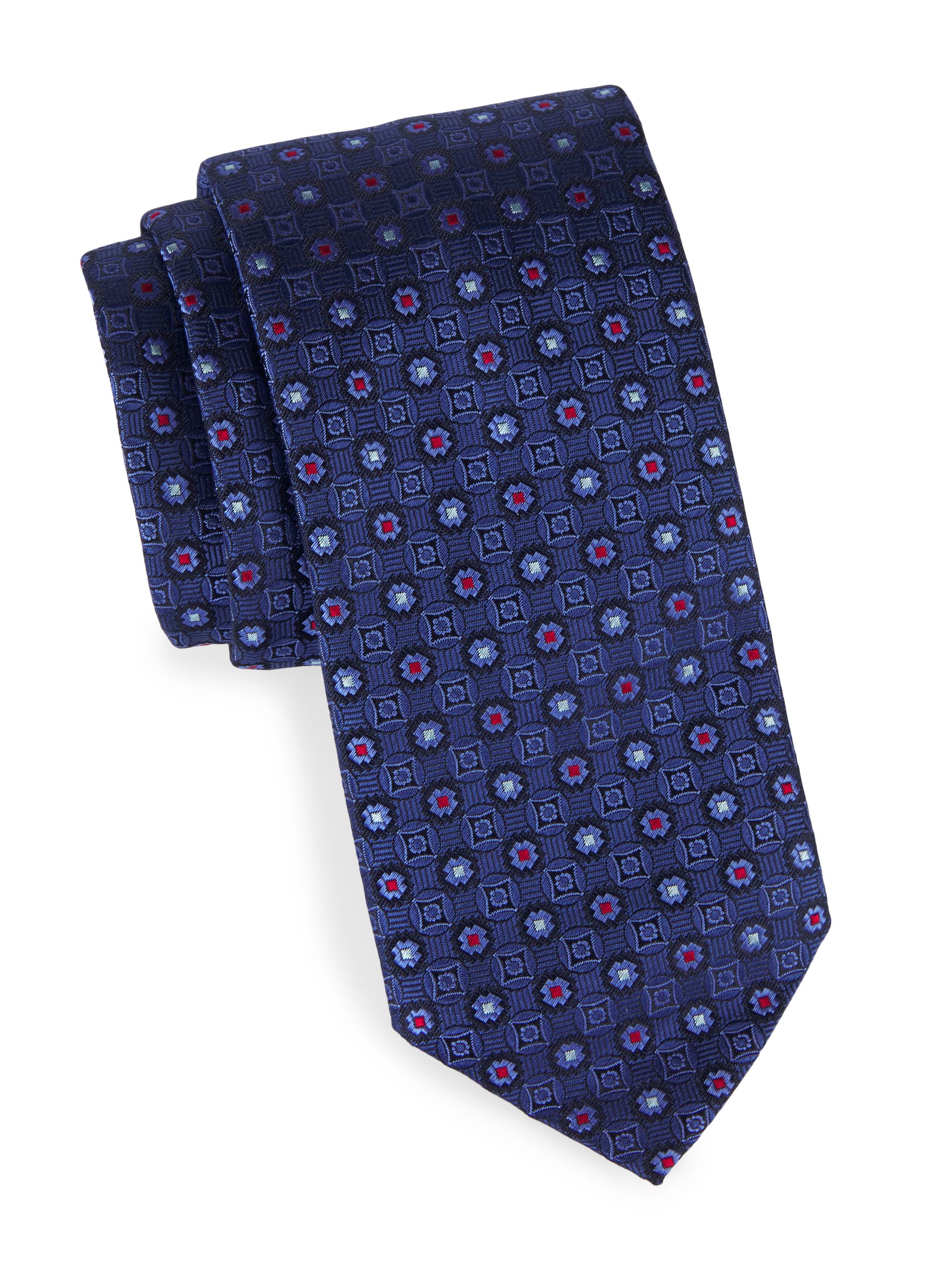 Canali Men's Medallion Silk Tie - Blue