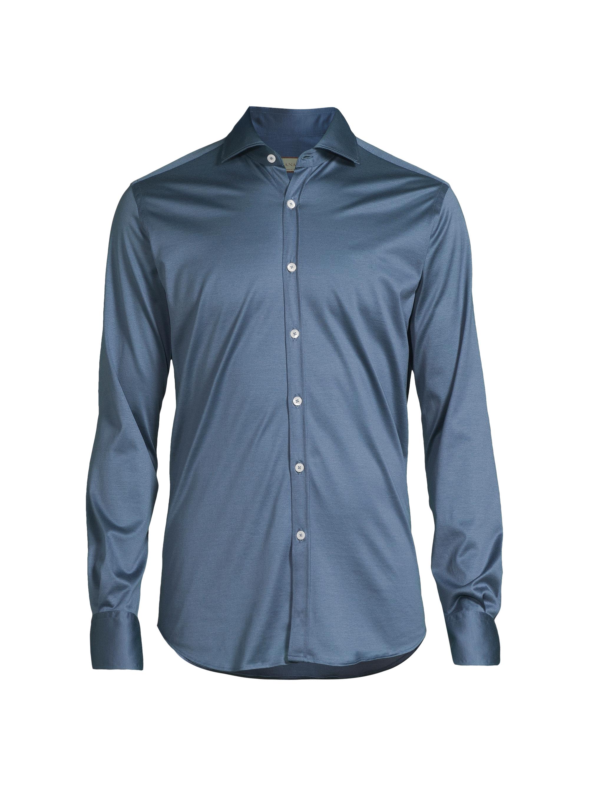 Canali Men's Cotton Button-Front Shirt - Blue