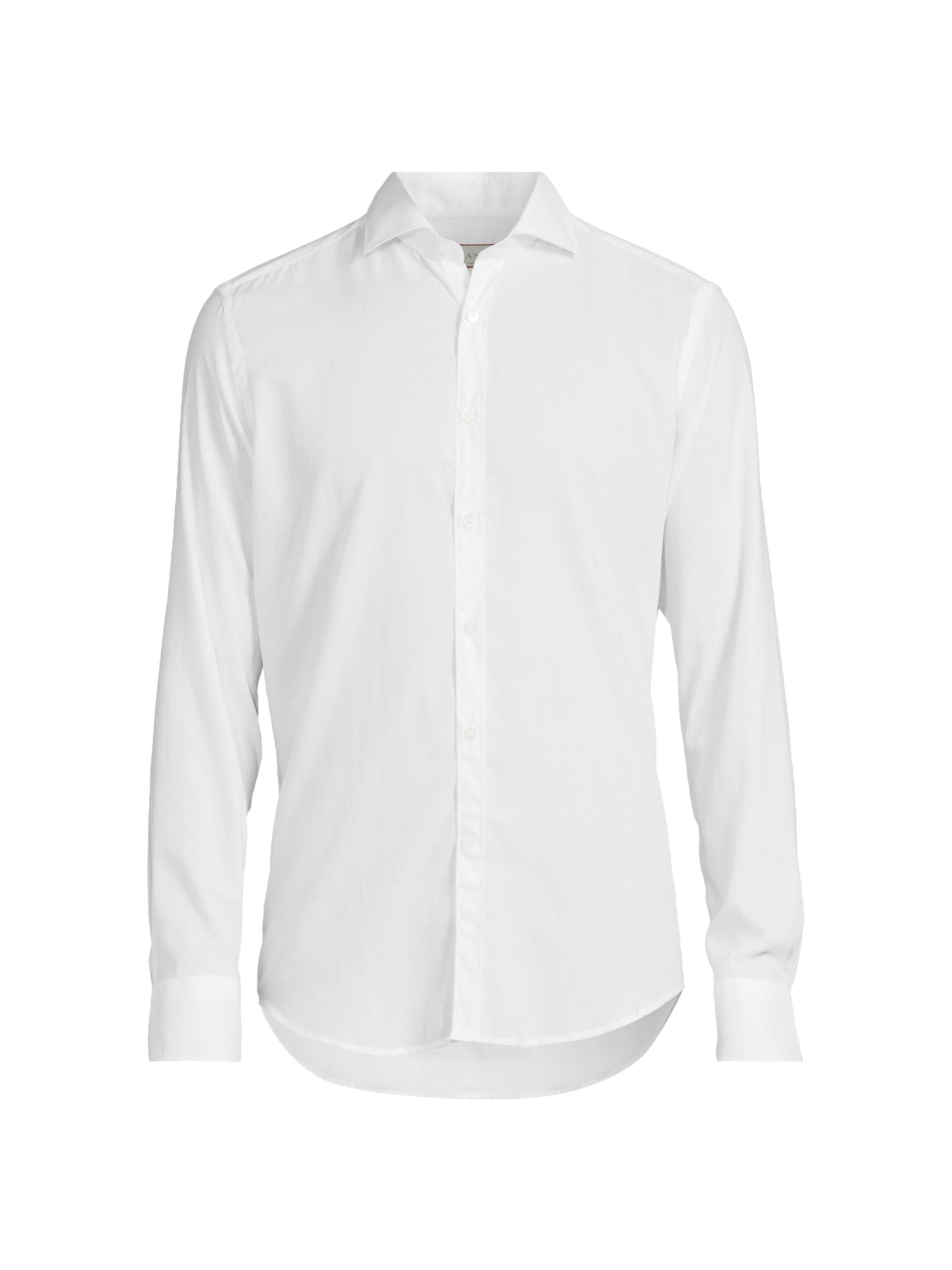 Canali Men's Solid Cotton Sport Shirt - White