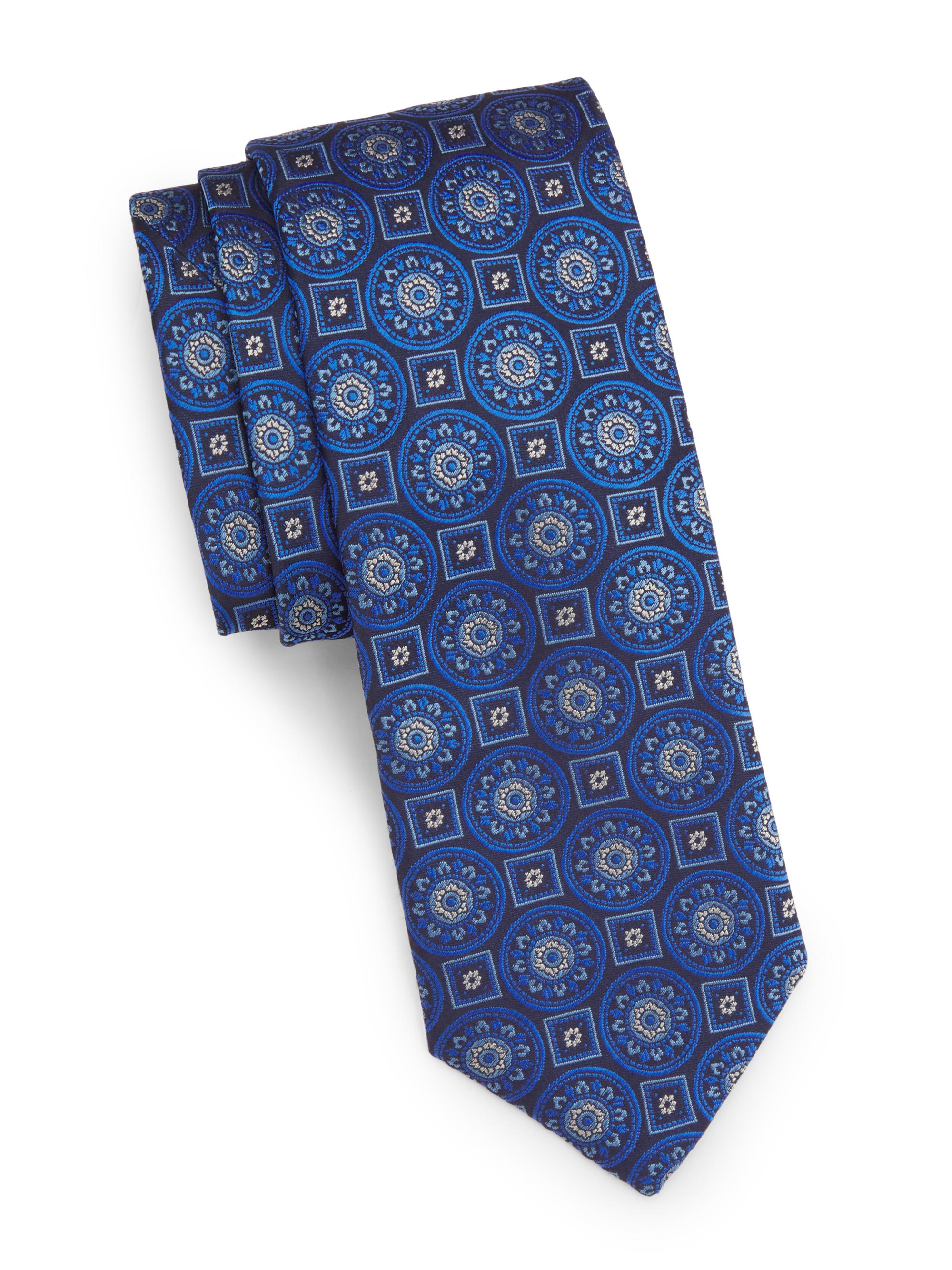 Canali Men's  Medallion Silk Tie - Blue