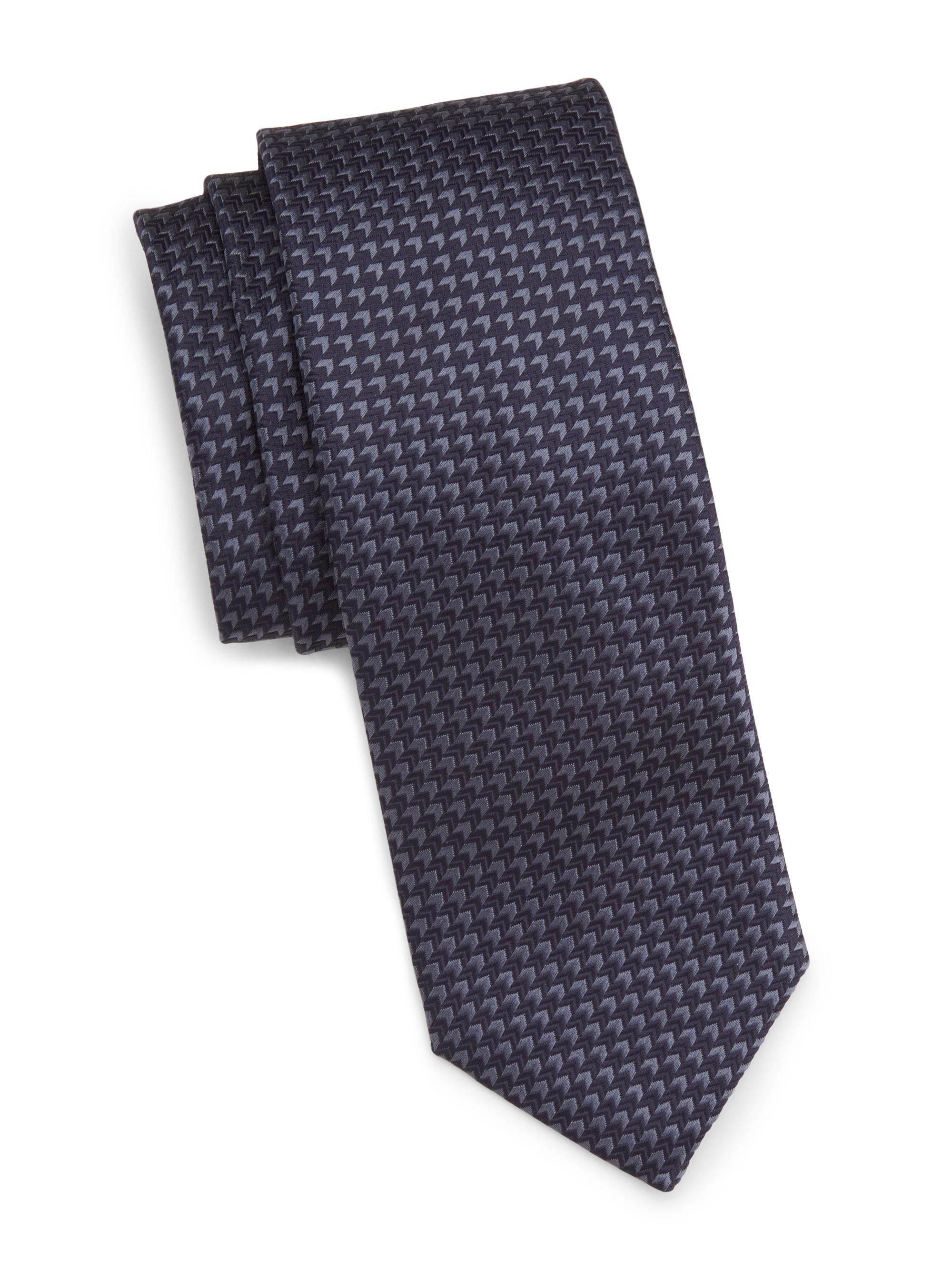 Canali Men's Neat Silk Tie - Dark Blue