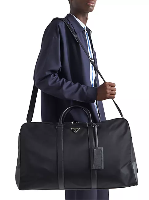 Black Re-nylon And Saffiano Leather Tote Bag
