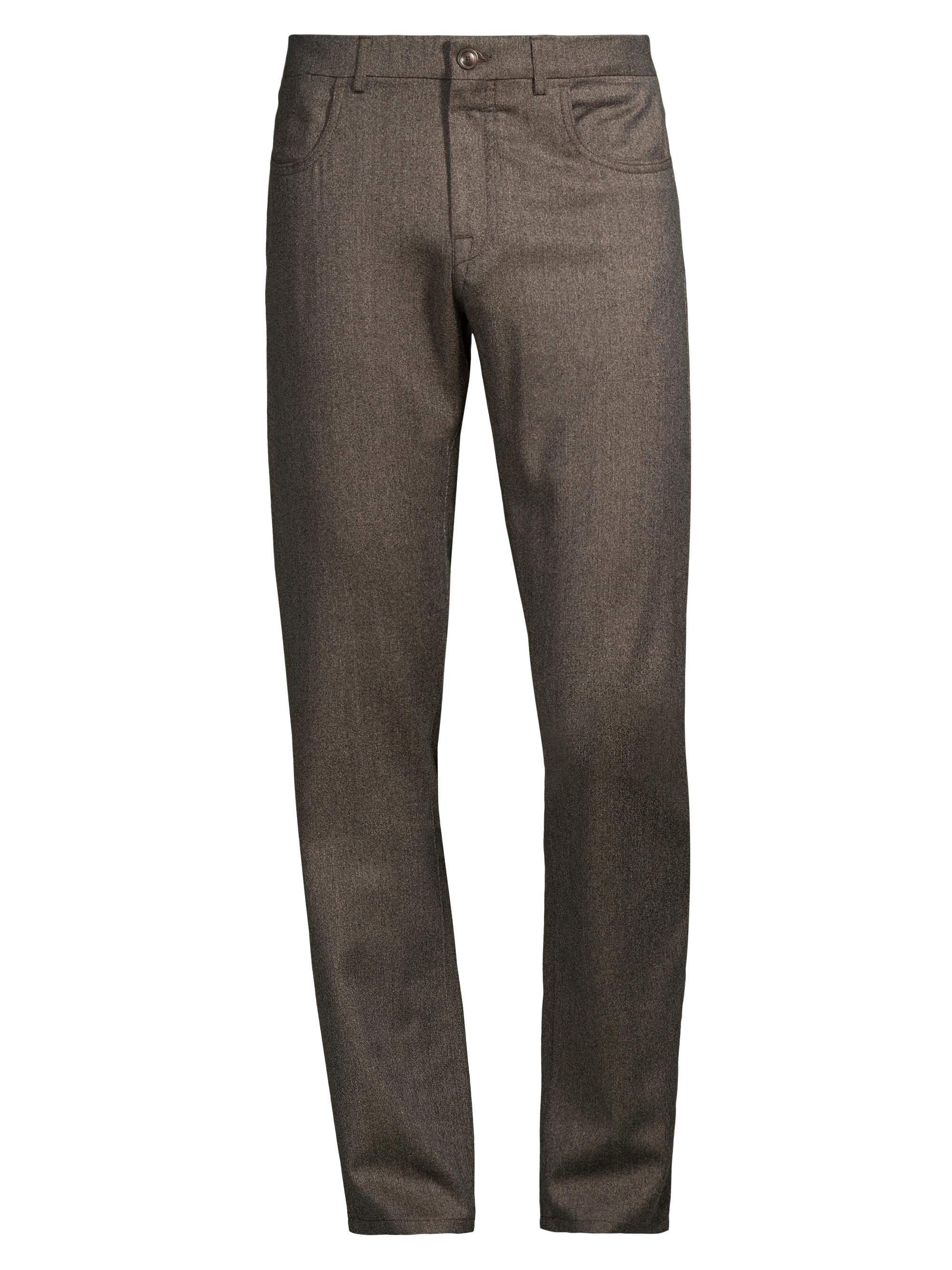 Canali Men's Flannel Wool Trousers - Dark Tan