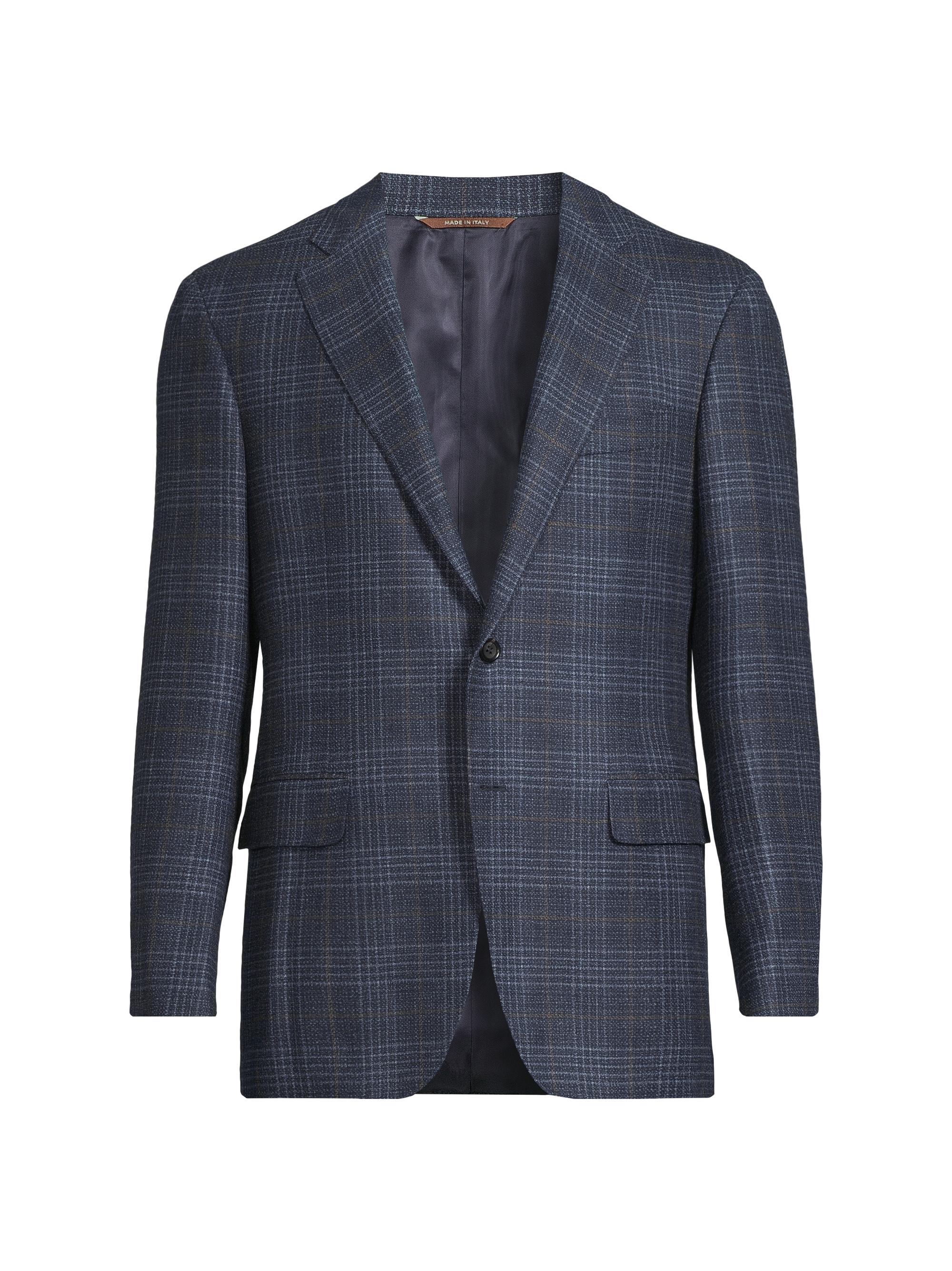 Canali Men's Kei Plaid Wool Single-Breasted Sport Coat - Blue