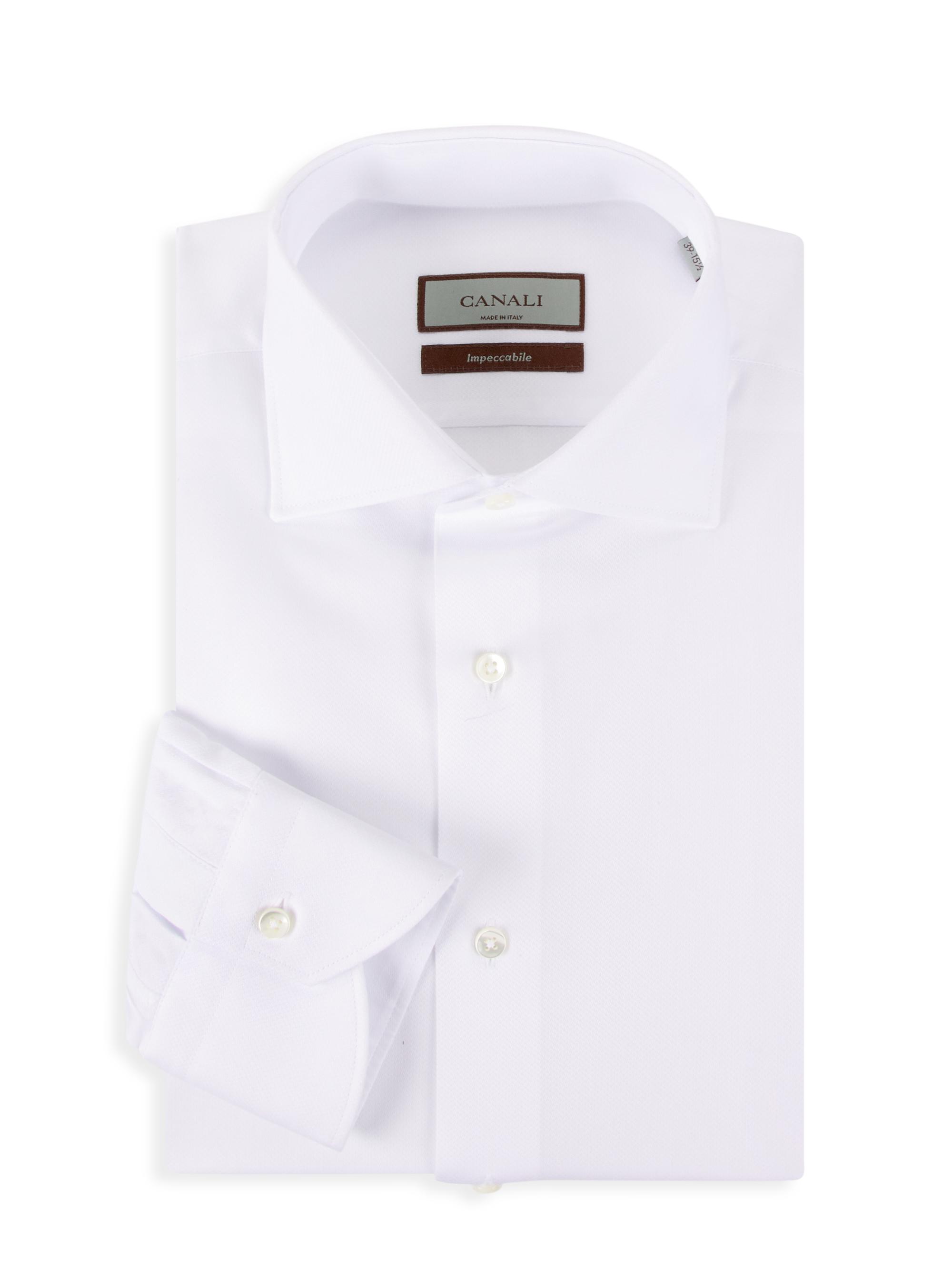 Canali Men's Textured Dress Shirt - White