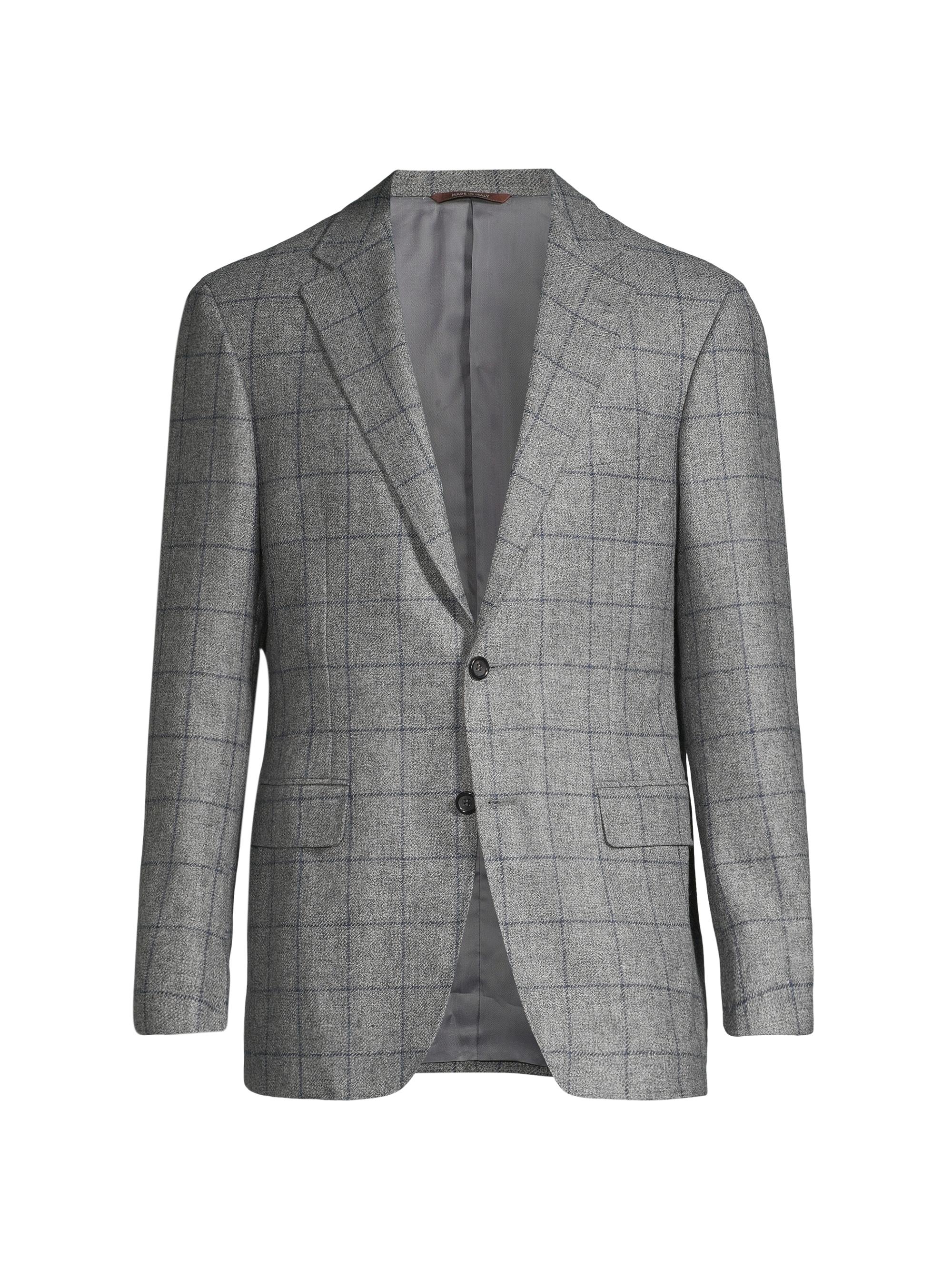 Canali Men's Kei Lined Windowpane Sport Coat - Grey
