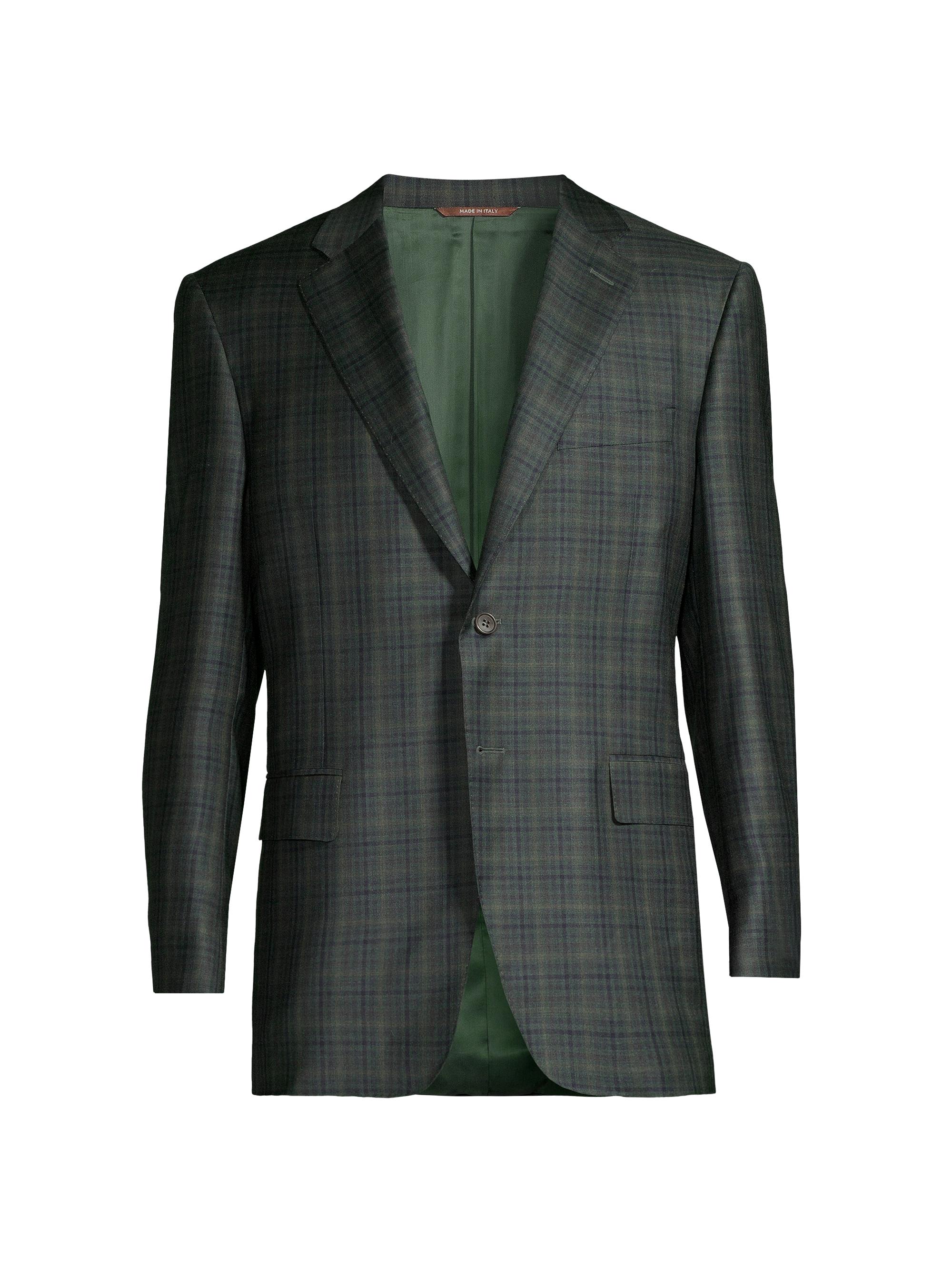 Canali Men's Siena Plaid Wool Two-Button Sport Coat - Green