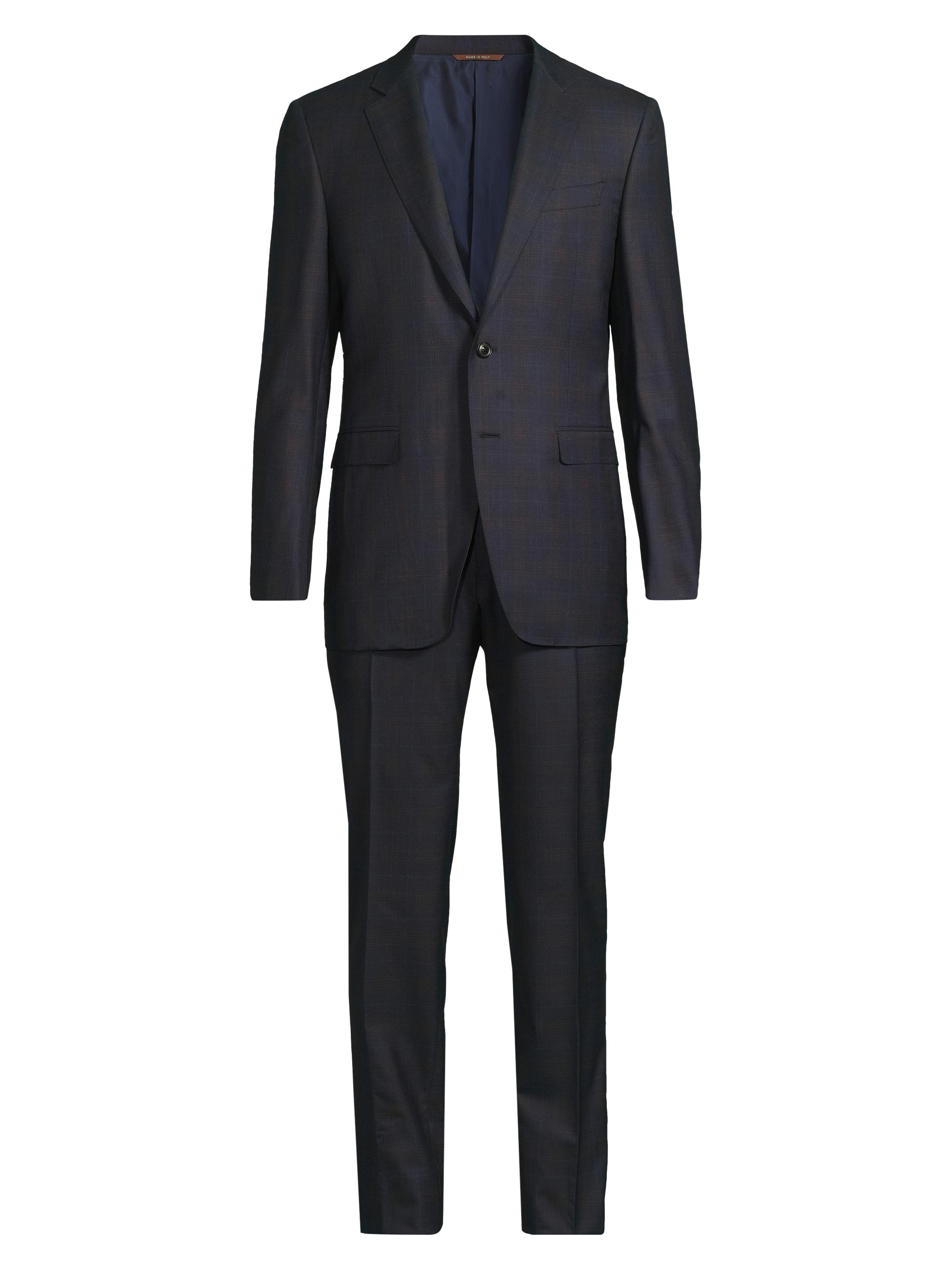 Canali Men's Milano Plaid Wool Single-Breasted Suit - Dark Blue
