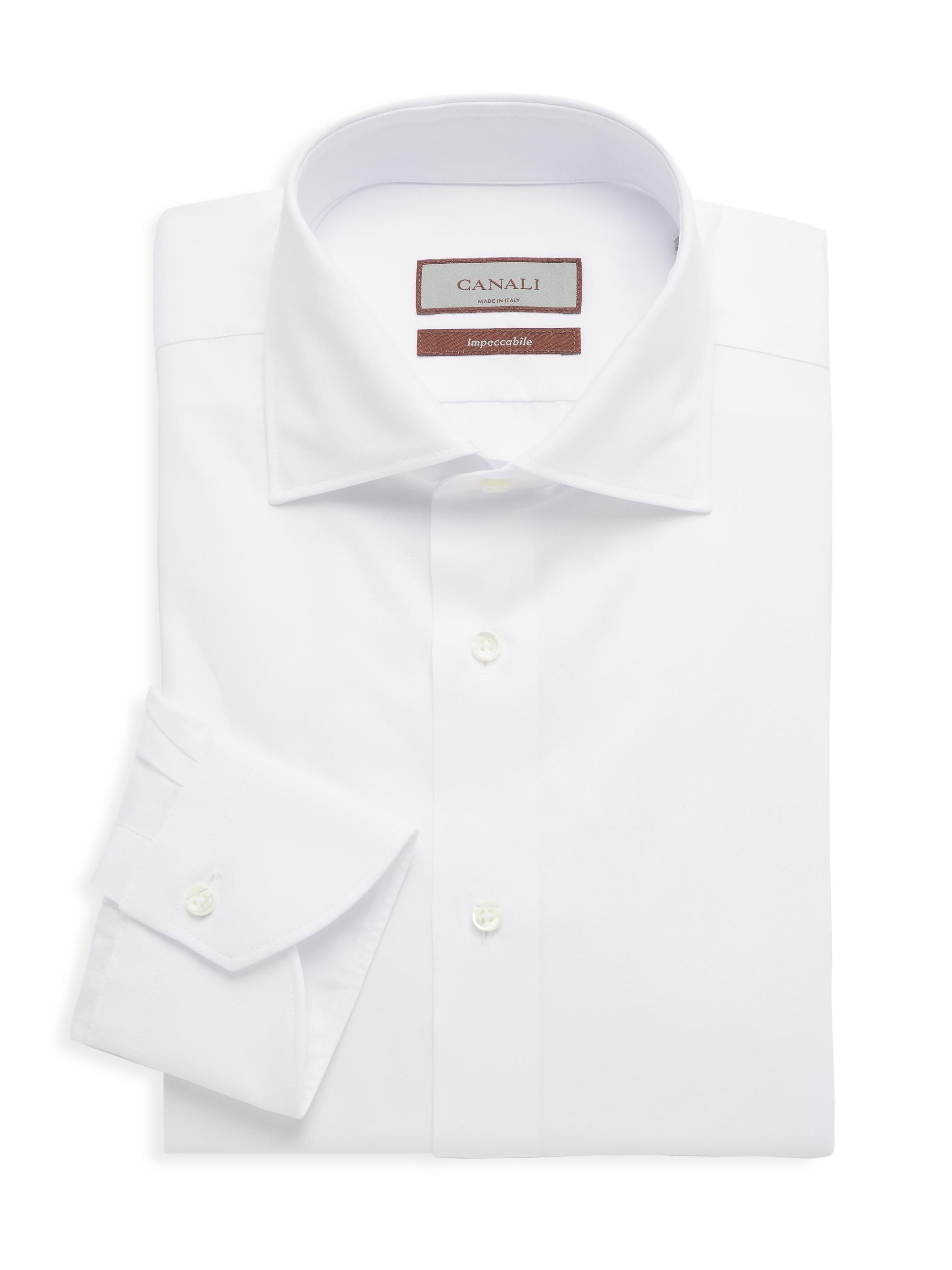 Canali Men's Poplin Dress Shirt - White