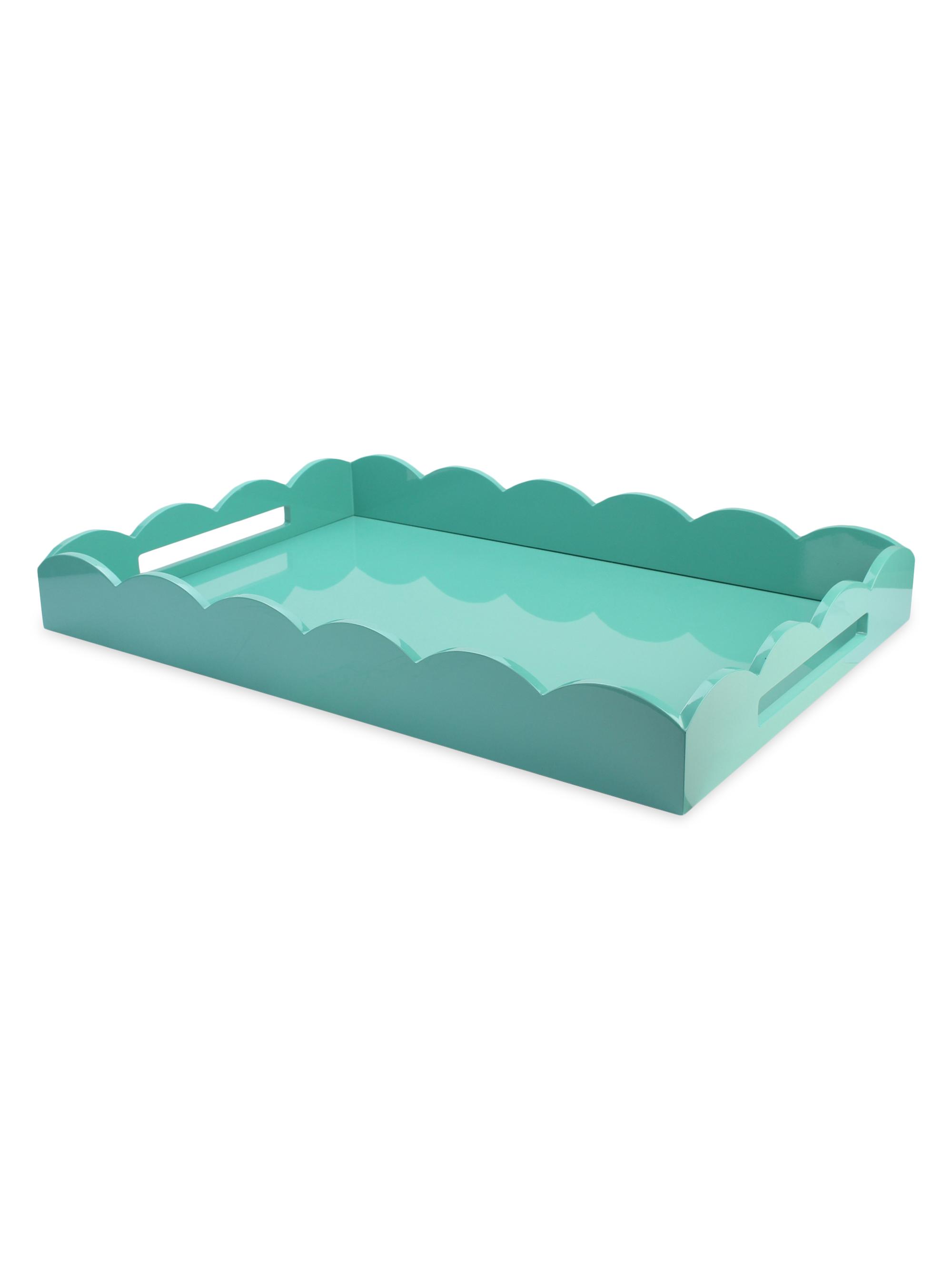 Addison Ross Scalloped Lacquer Tray - Turquoise